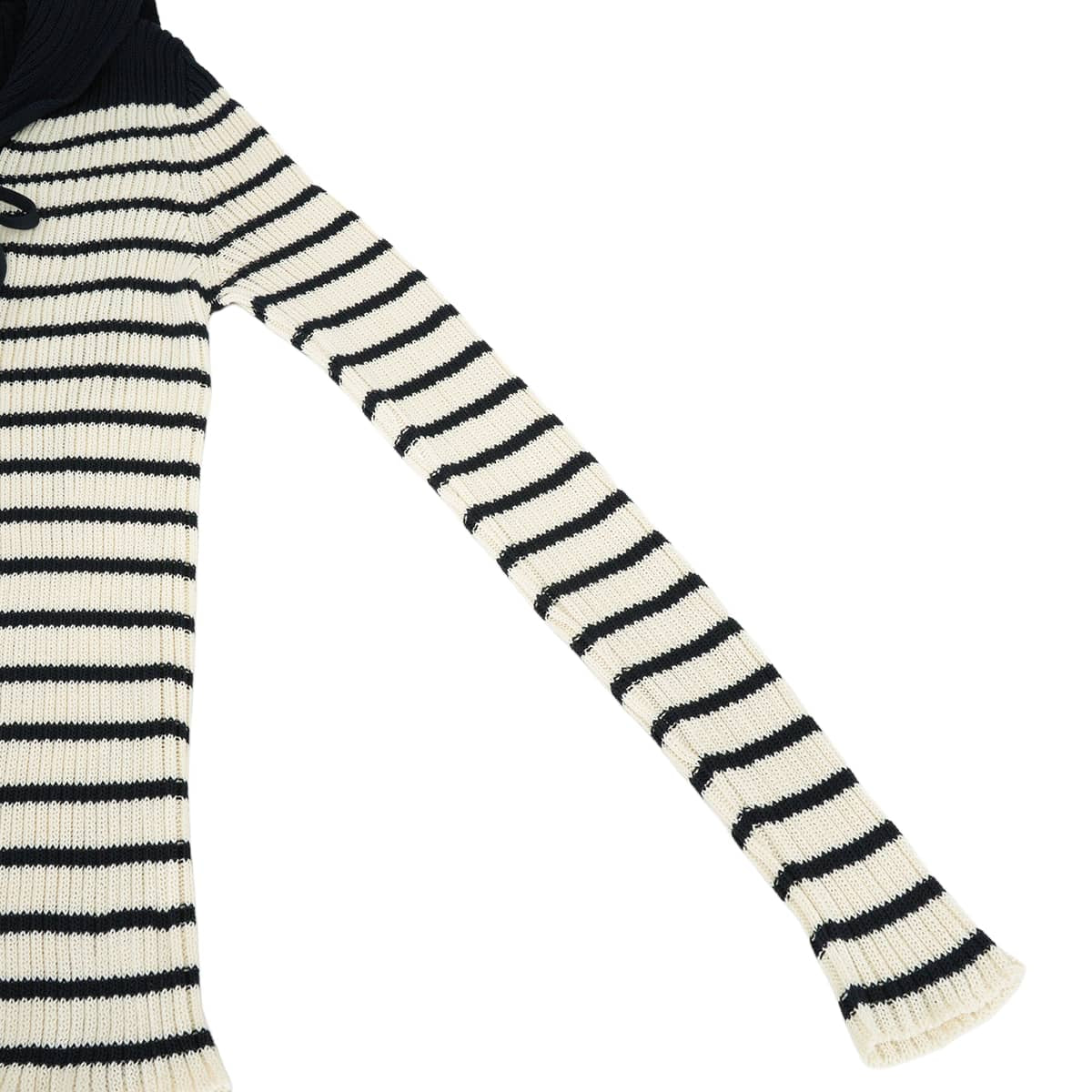 2022SS Dior Knit Women's striped sailor style with logo Blanc (White)/Noir (Black) Cotton #42 214S27AM731[EXCELLENT][Authentic]