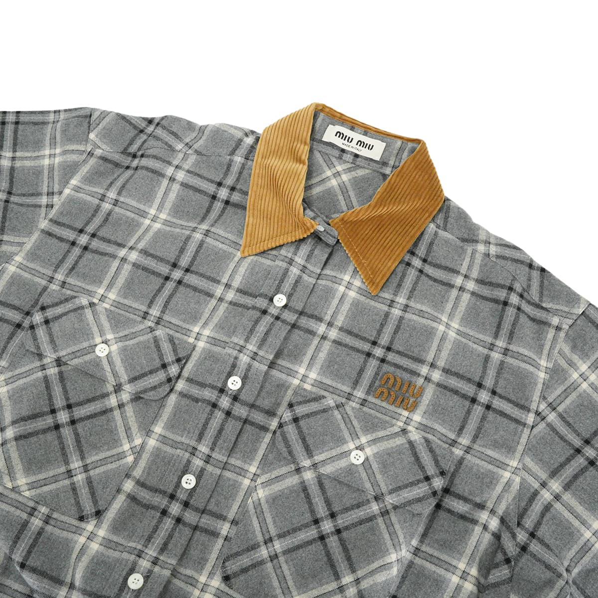 Miu Miu Long sleeve shirt Flannel check patternSlate Gray Cotton #38 MK2010_1807_F0480_S_OOO[EXCELLENT][Authentic]