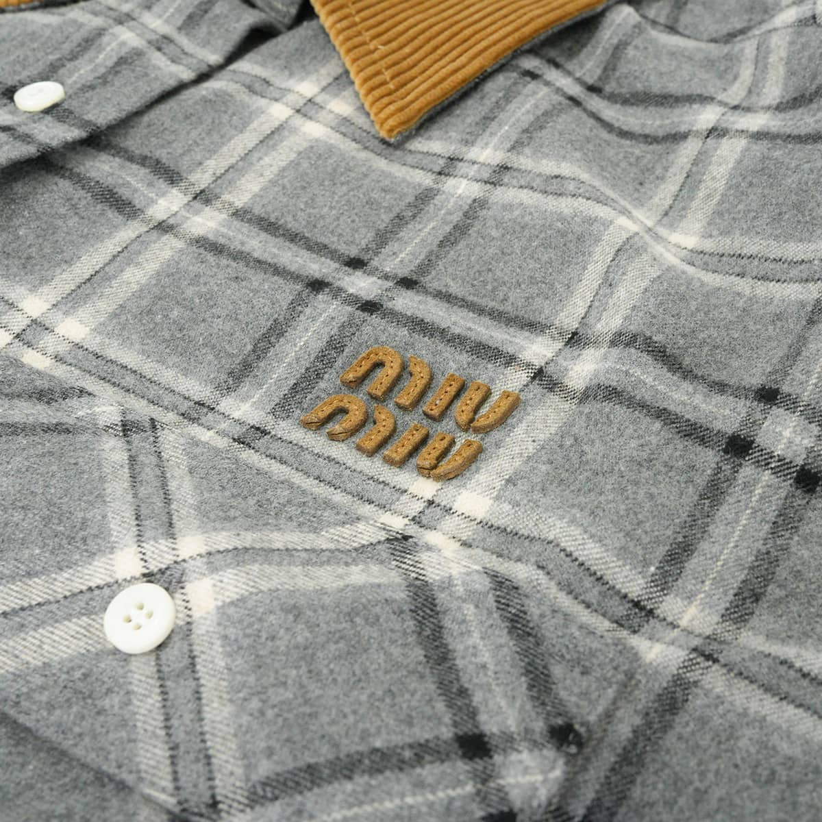 Miu Miu Long sleeve shirt Flannel check patternSlate Gray Cotton #38 MK2010_1807_F0480_S_OOO[EXCELLENT][Authentic]