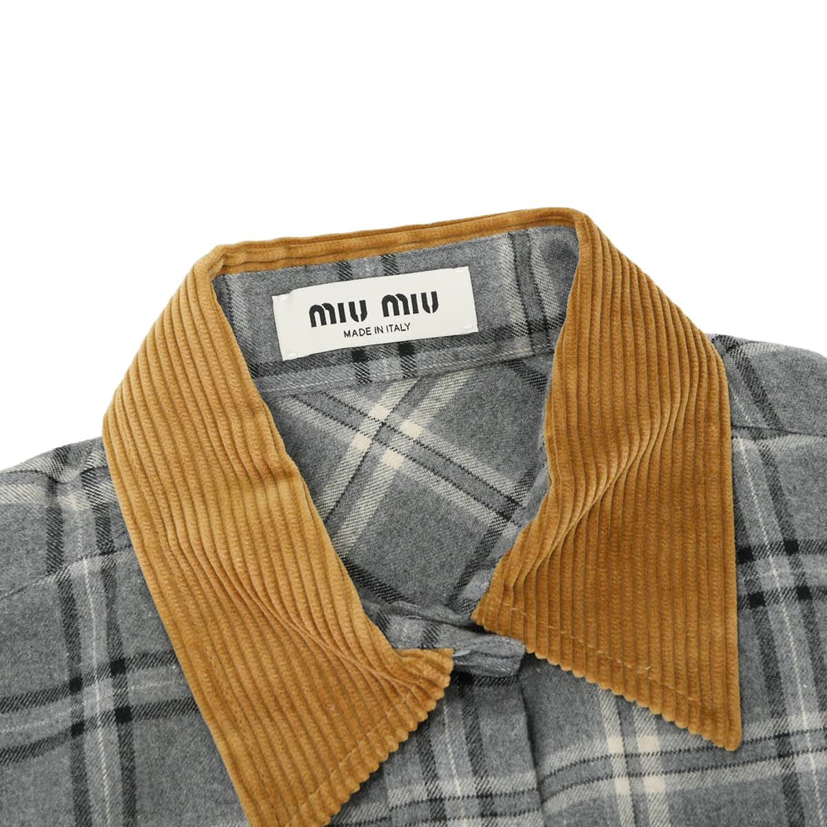 Miu Miu Long sleeve shirt Flannel check patternSlate Gray Cotton #38 MK2010_1807_F0480_S_OOO[EXCELLENT][Authentic]