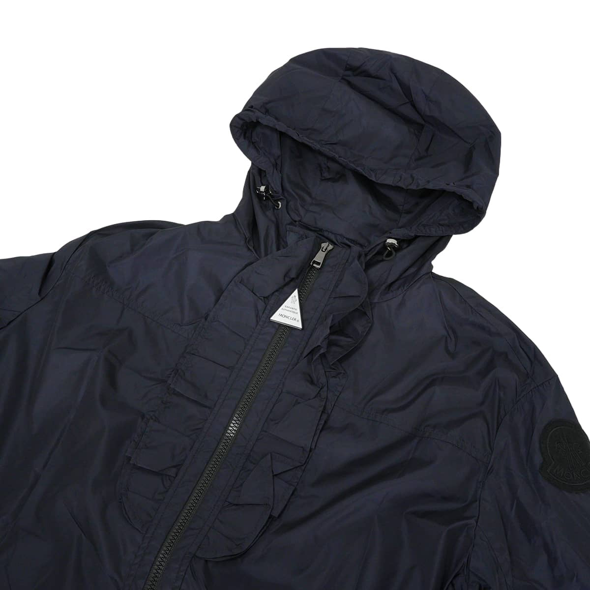 2020SS MONCLER Military coat Women's Spring Sage with Hood FrillsDark Navy Nylon #2 Silver HW 1C72100C0063[EXCELLENT][Authentic]