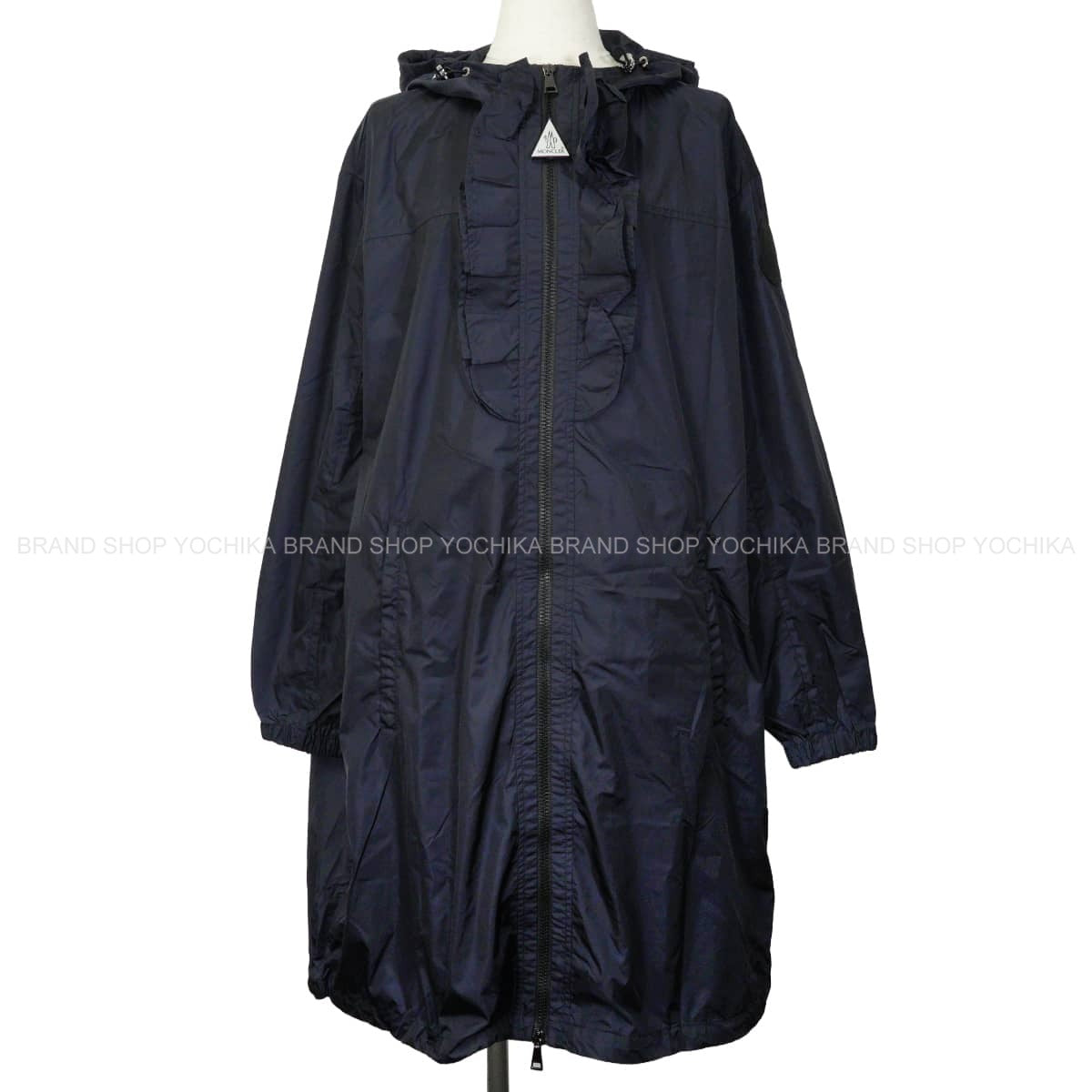 2020SS MONCLER Military coat Women's Spring Sage with Hood FrillsDark Navy Nylon #2 Silver HW 1C72100C0063[EXCELLENT][Authentic]
