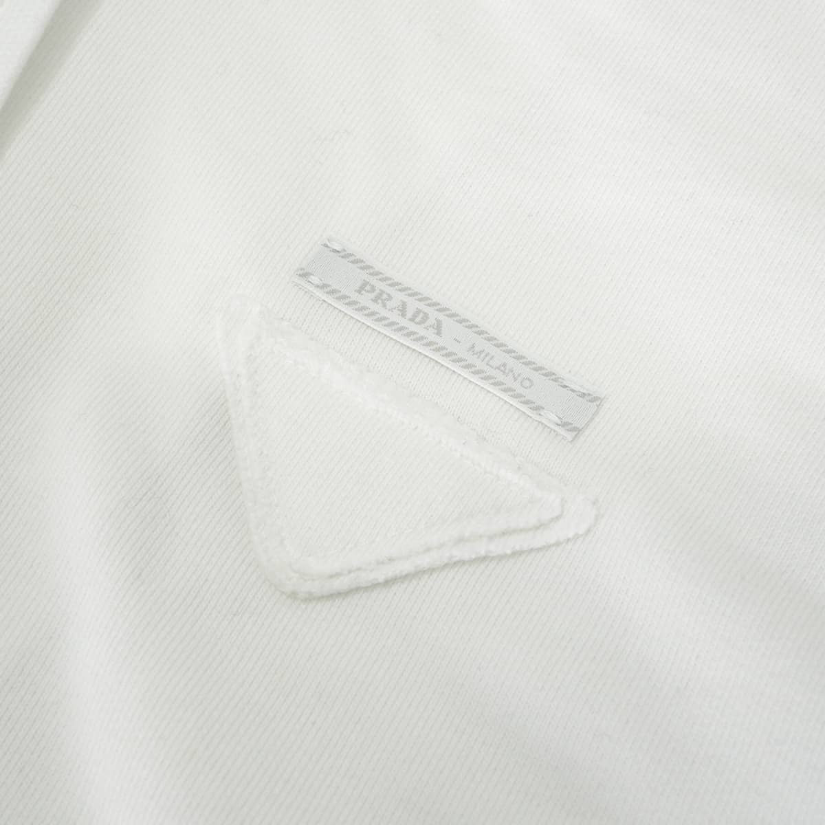 2022 PRADA Hooded sweatshirt Hoodie with triangle logo cropped oversized zip-up Blanc (White) Cotton #L Silver HW 138590 R212 11LN[EXCELLENT][Authentic]