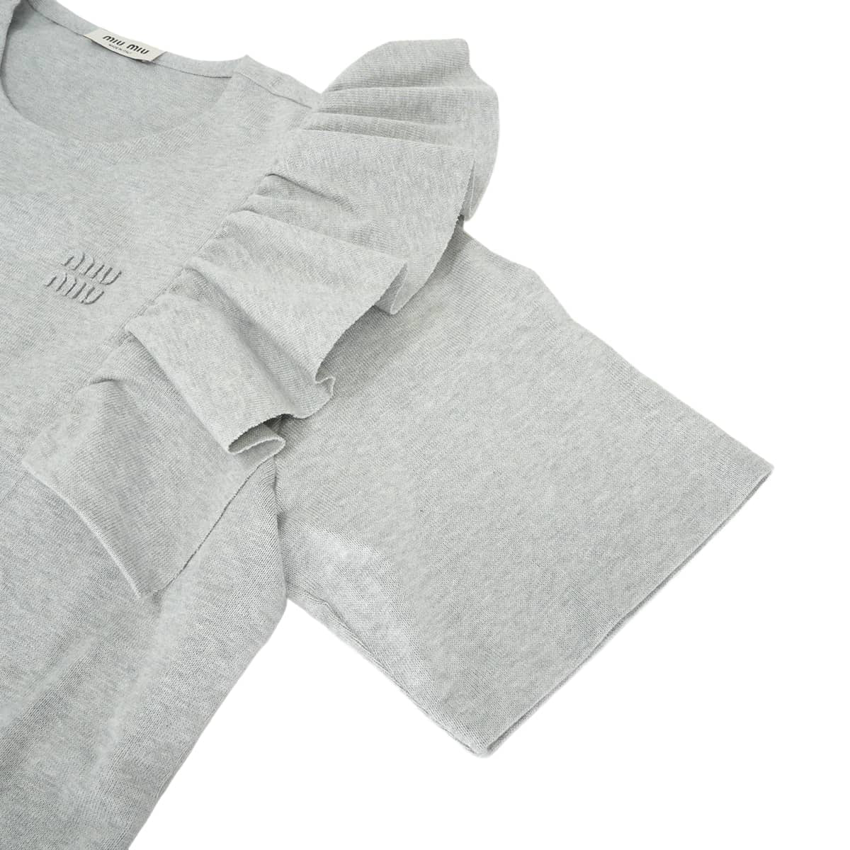 2019AW Miu Miu One‐piece dress Women's Crew Neck Frills Logo Grey Cotton #42 MMA932 SOOO 19PM[EXCELLENT][Authentic]