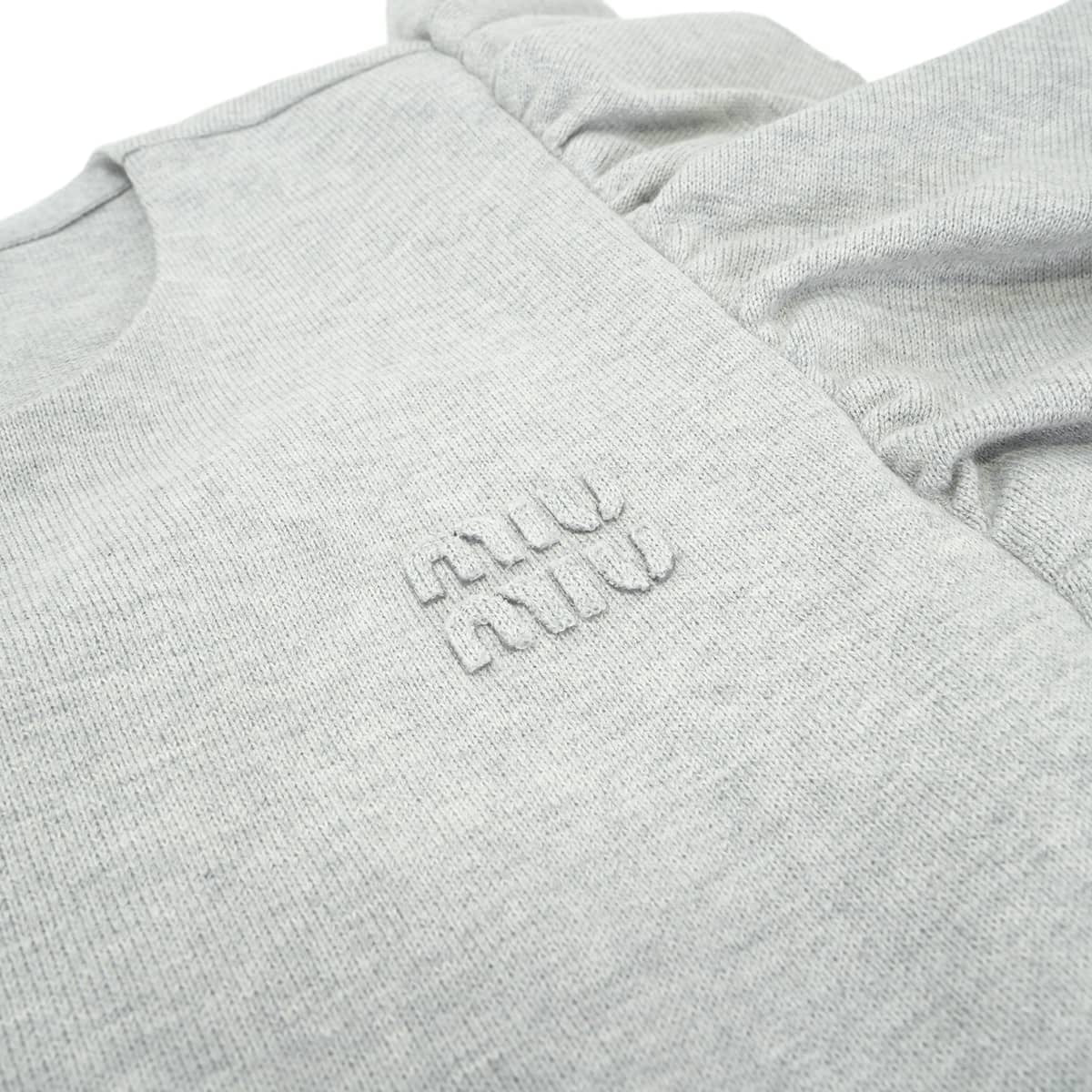 2019AW Miu Miu One‐piece dress Women's Crew Neck Frills Logo Grey Cotton #42 MMA932 SOOO 19PM[EXCELLENT][Authentic]