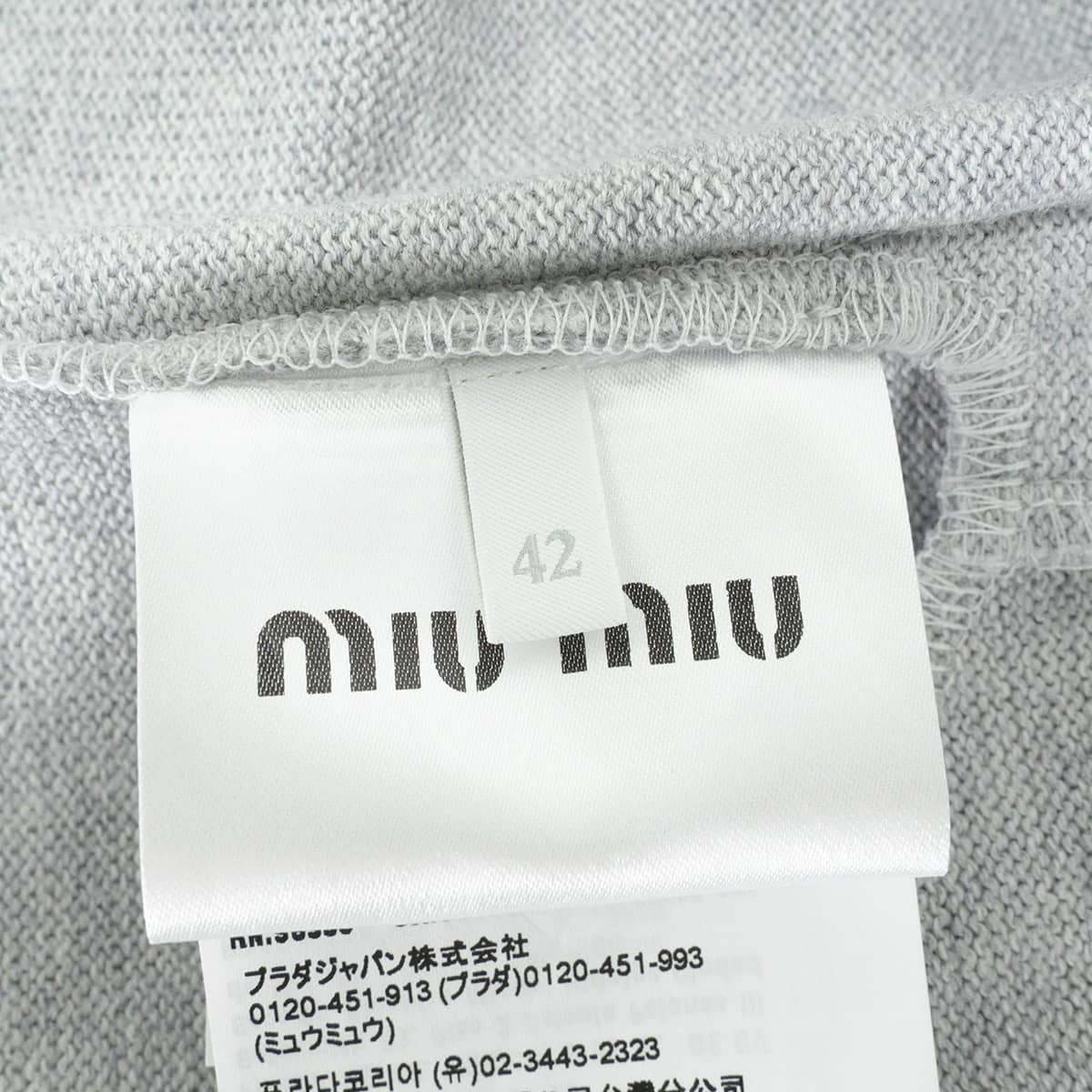 2019AW Miu Miu One‐piece dress Women's Crew Neck Frills Logo Grey Cotton #42 MMA932 SOOO 19PM[EXCELLENT][Authentic]