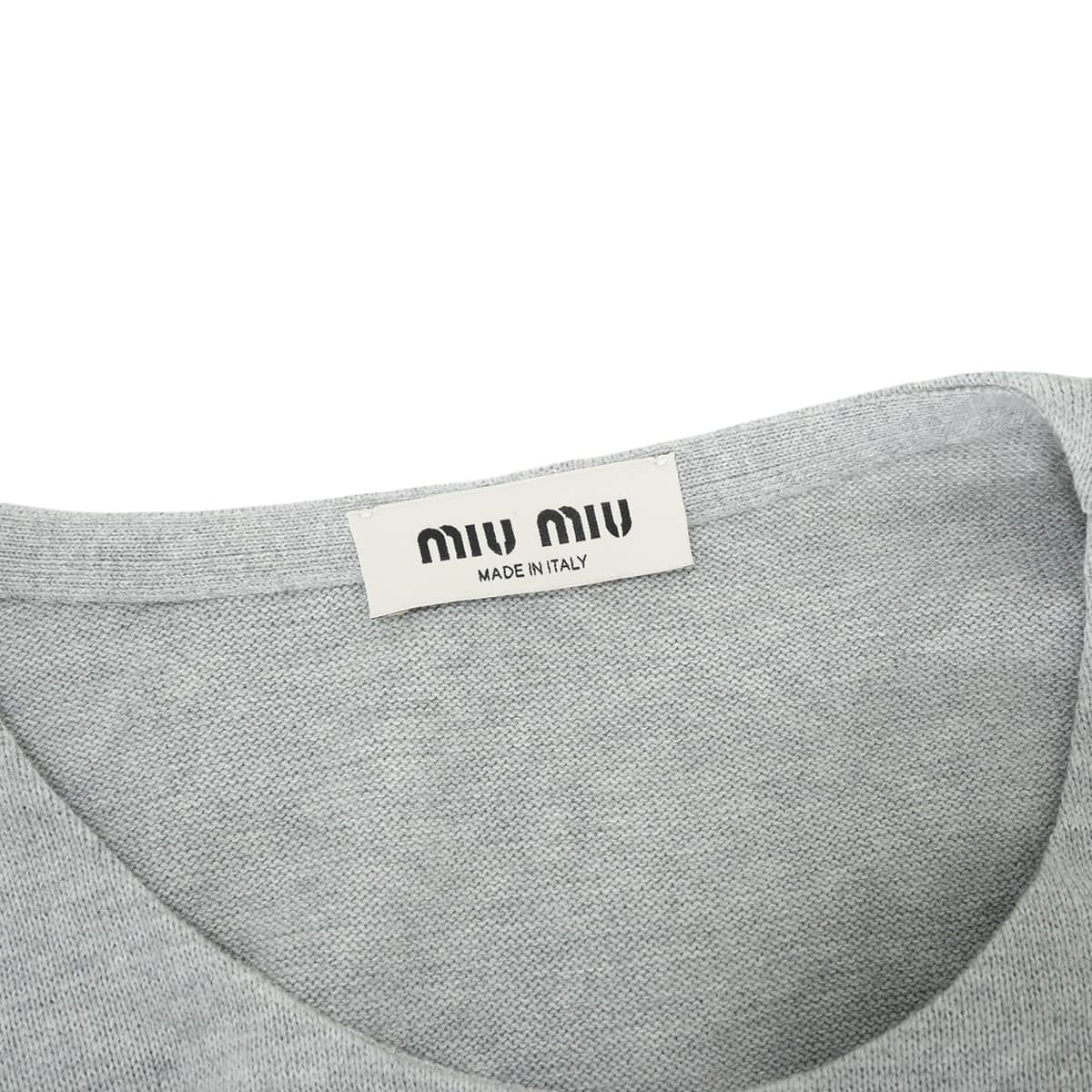 2019AW Miu Miu One‐piece dress Women's Crew Neck Frills Logo Grey Cotton #42 MMA932 SOOO 19PM[EXCELLENT][Authentic]