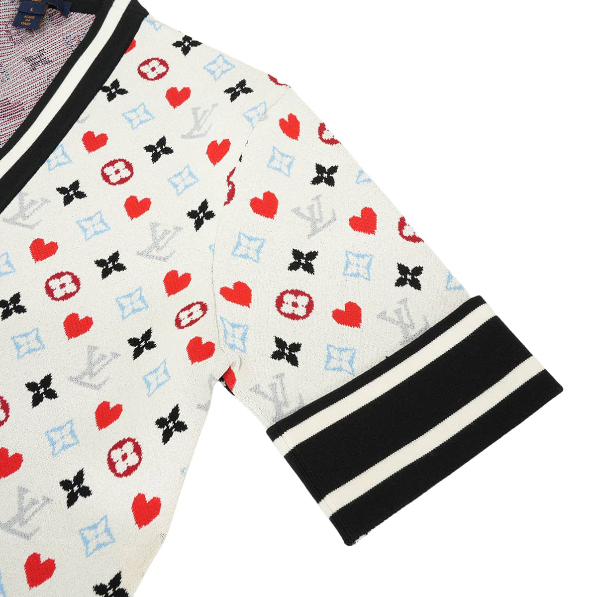 [Pre-loved] 2021 Cruise Collection LOUIS VUITTON Knit Women's Short-Sleeve Cardigan Game On Multicolor Reyon/Polyester/Nylon #L FKKC98AD3[LIKE NEW][Authentic]
