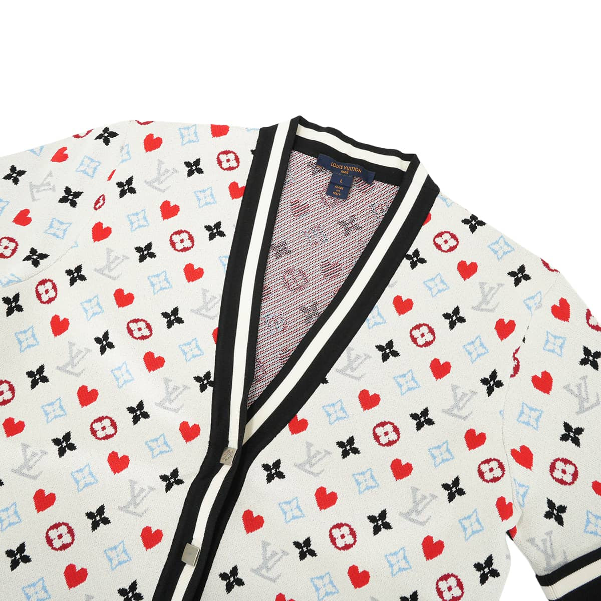 [Pre-loved] 2021 Cruise Collection LOUIS VUITTON Knit Women's Short-Sleeve Cardigan Game On Multicolor Reyon/Polyester/Nylon #L FKKC98AD3[LIKE NEW][Authentic]