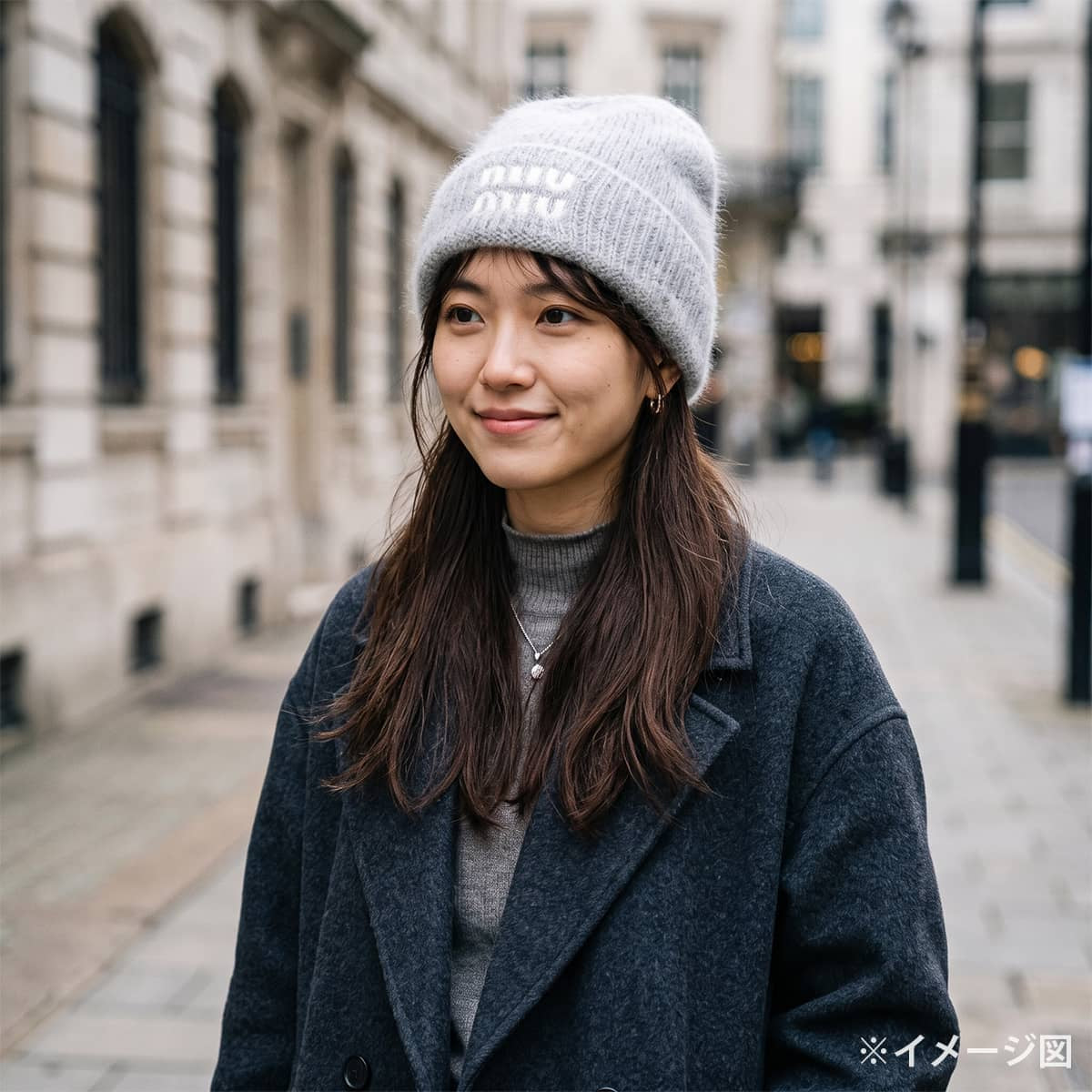 2025AW Miu Miu Knit cap Hat Beanie Logo #M Grey mohair 5HC378[EXCELLENT][Authentic]