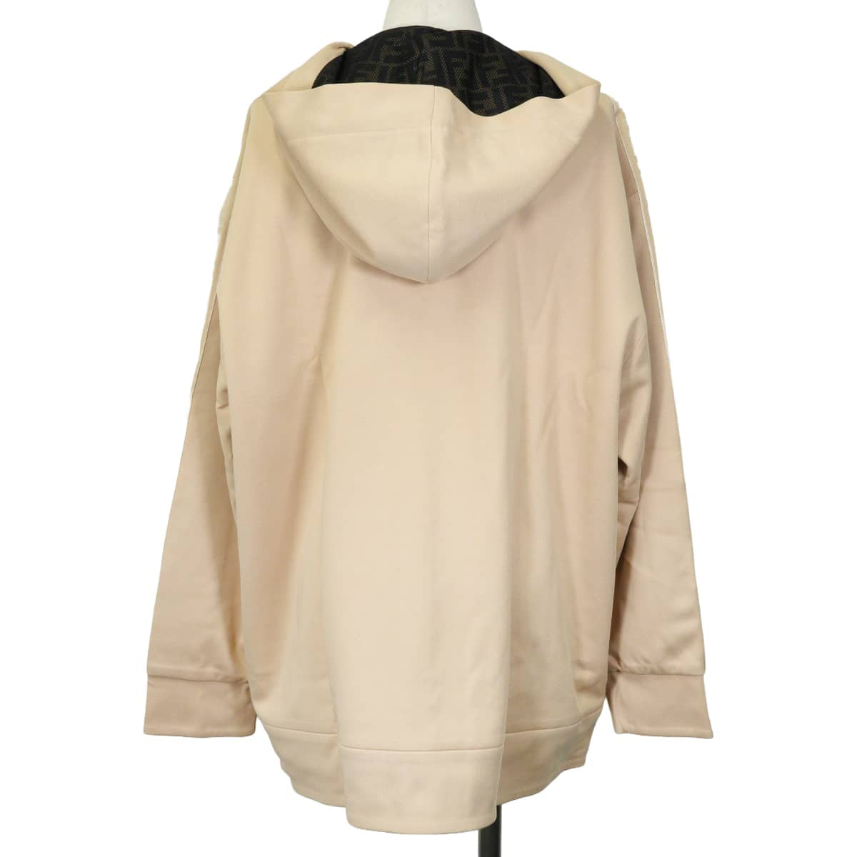 2021SS FENDI Hooded sweatshirt Reversible zip-up hoodie logo Zucca pattern Beige Polyester/Cotton #L Silver HW FAF142AGM7[EXCELLENT][Authentic]
