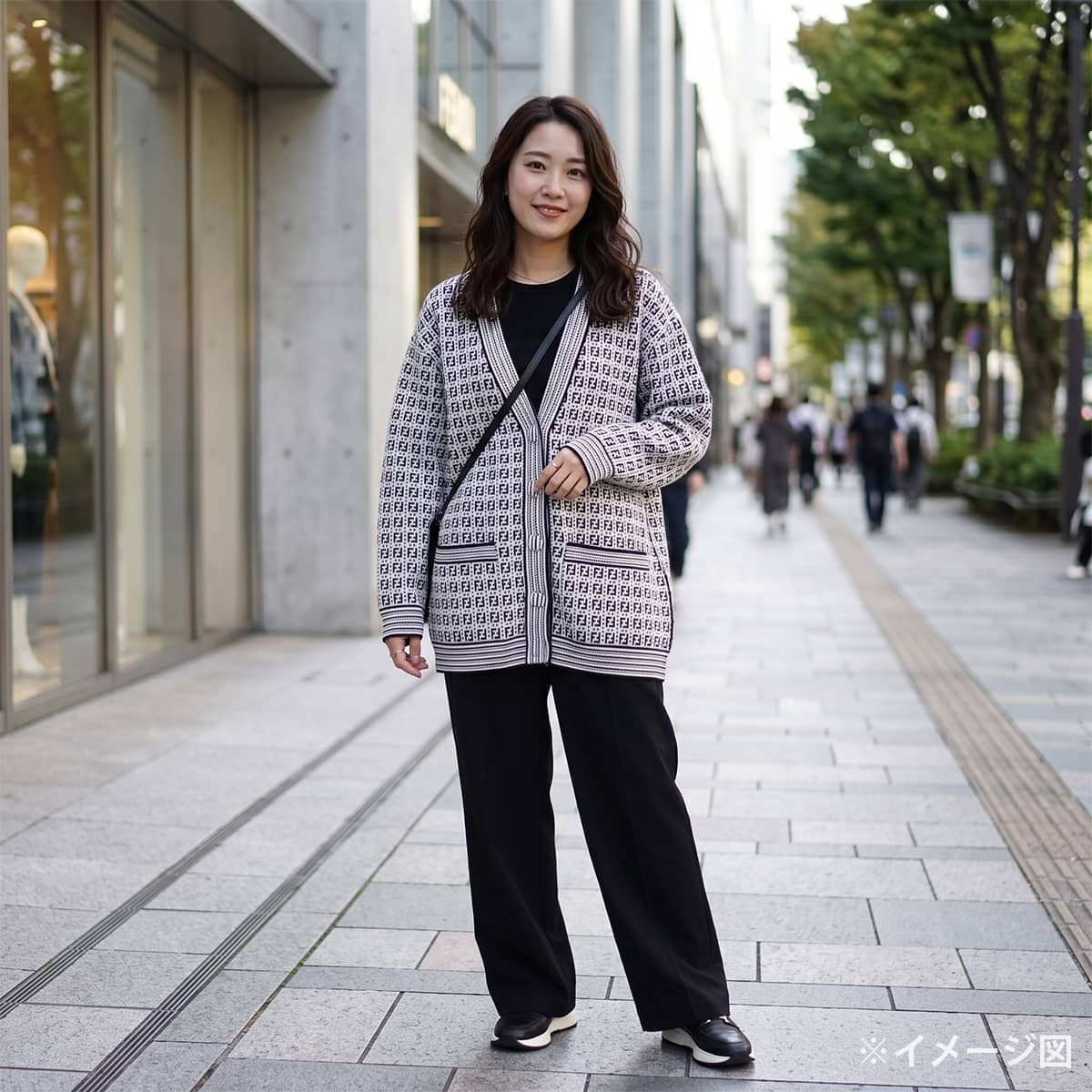 2021SS FENDI Cardigan Knit Zucca pattern Blanc (White)/Noir (Black) Reyon/Polyester/Nylon #44 FZC869 AF4U[EXCELLENT][Authentic]