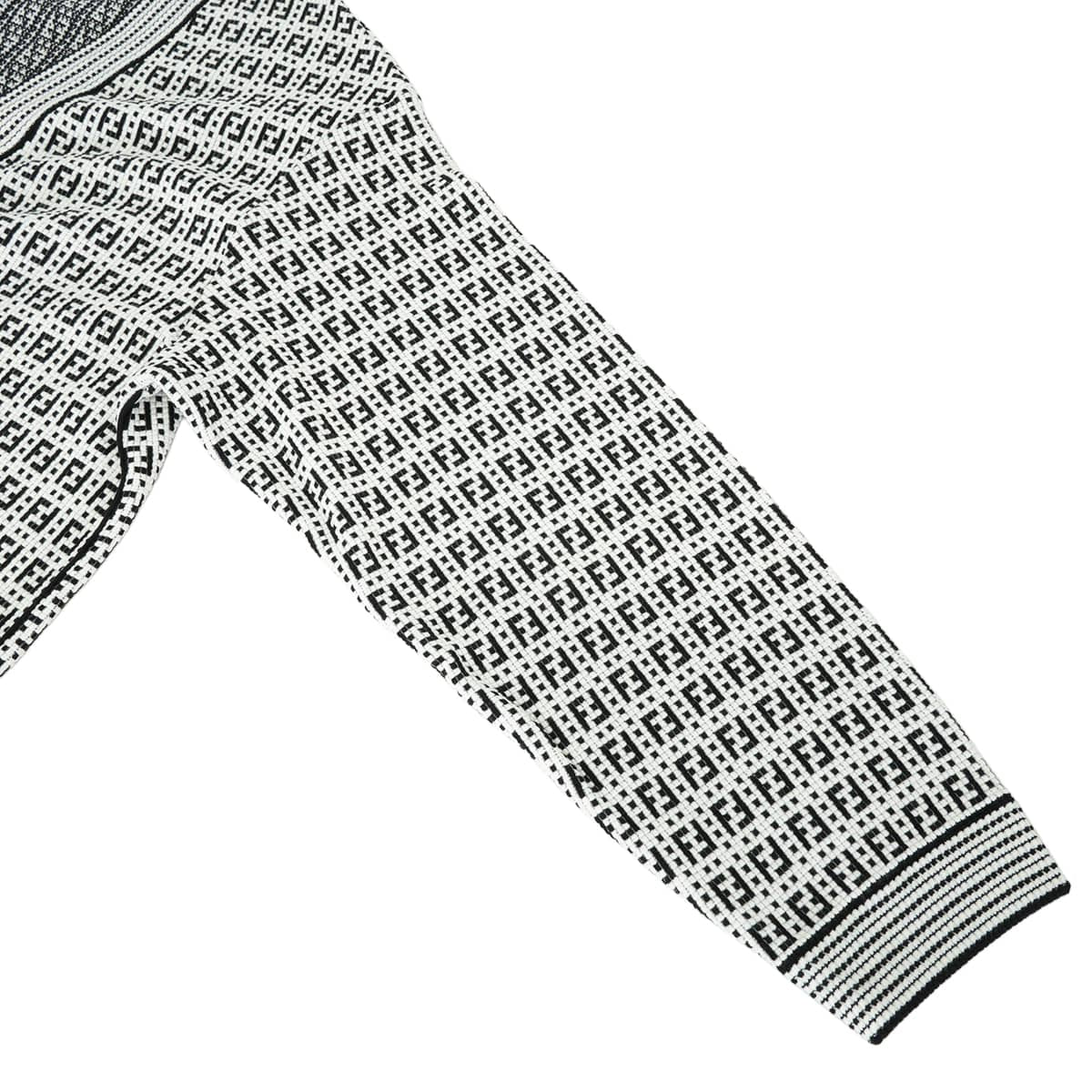 2021SS FENDI Cardigan Knit Zucca pattern Blanc (White)/Noir (Black) Reyon/Polyester/Nylon #44 FZC869 AF4U[EXCELLENT][Authentic]
