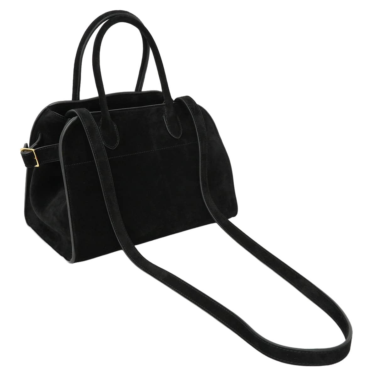 The Row Handbag Soft Margaux 10 Noir (Black) suede Gold HW W1190[EXCELLENT][Authentic]