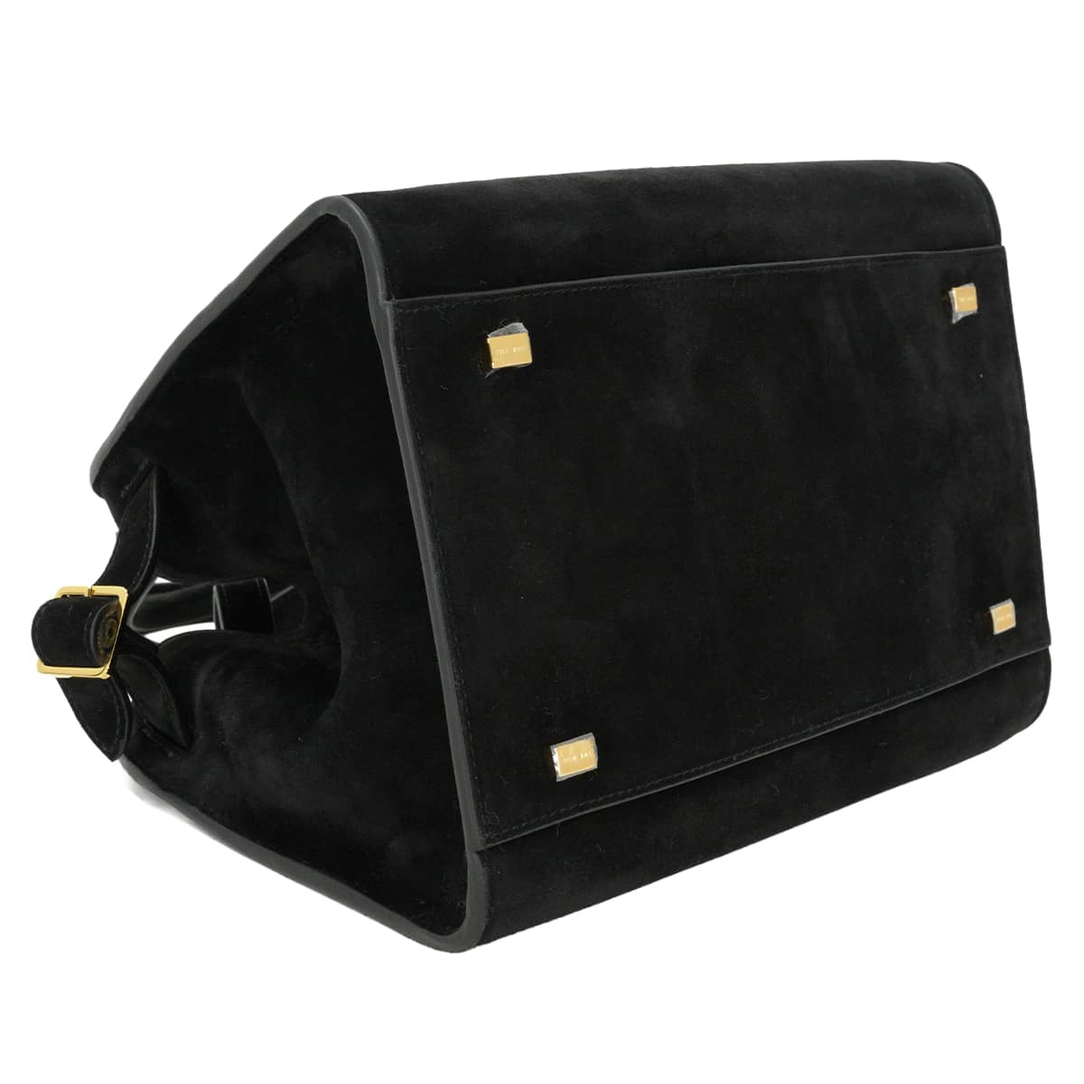 The Row Handbag Soft Margaux 10 Noir (Black) suede Gold HW W1190[EXCELLENT][Authentic]