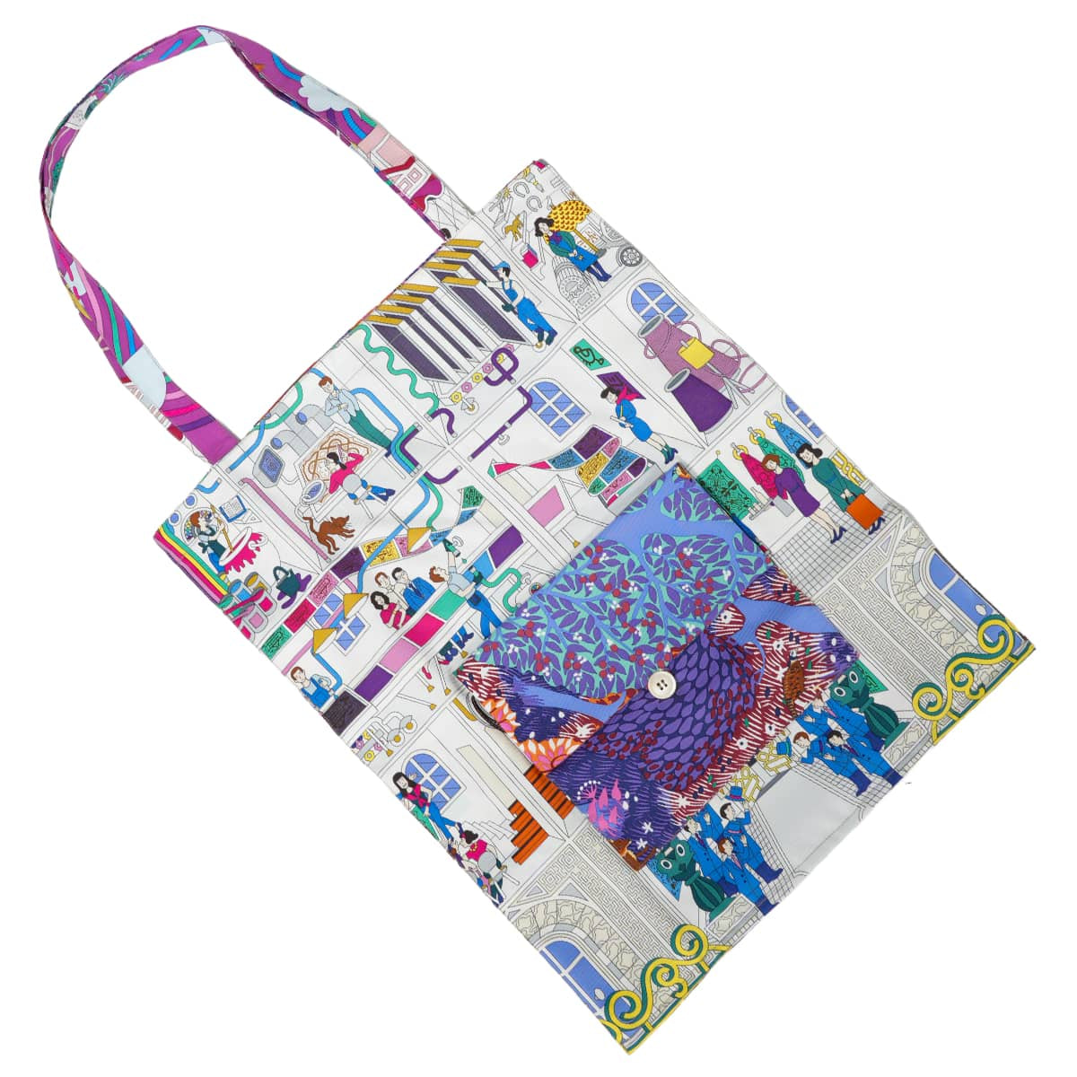 [Pre-loved] HERMES tote bag Petit H Maison Decare English-style garden Multicolor Silk100%[LIKE NEW][Authentic]