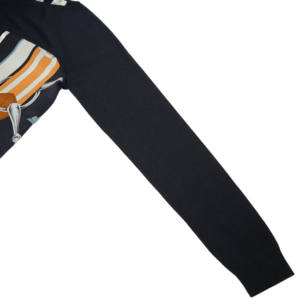 HERMES Knit Women's Twillaine Long Sleeve Top Tattersall Navy/Multicolor Cashmere/Silk #34[EXCELLENT][Authentic]