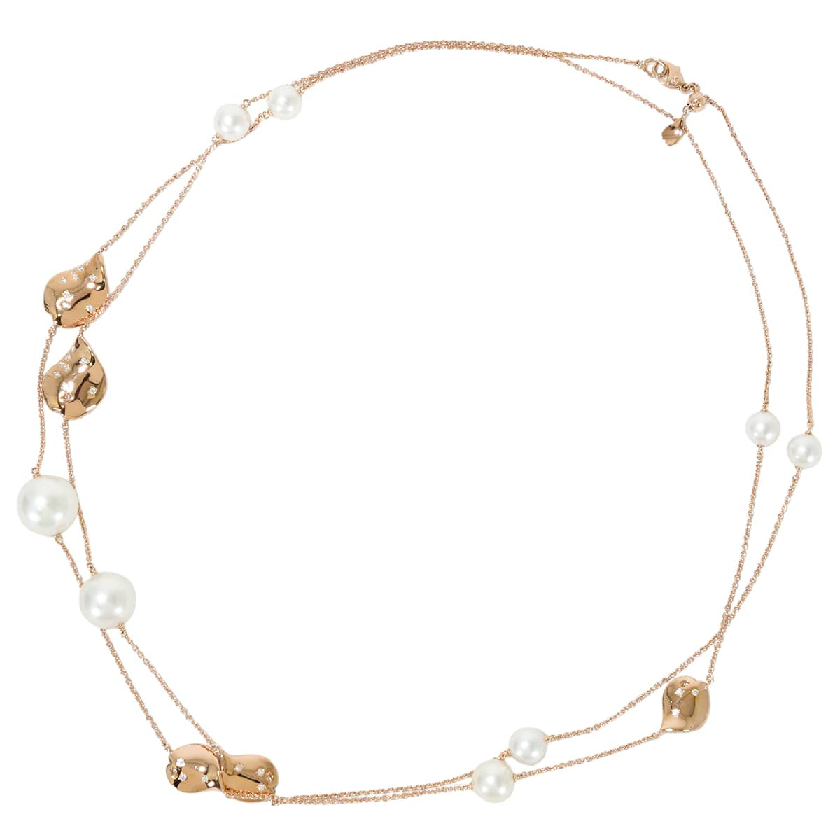 MIKIMOTO necklace Station Les Petals Places Rose VendomePink gold K18PG/Pearl(Akoya Pearl)/Diamond PP-205321[EXCELLENT][Authentic]