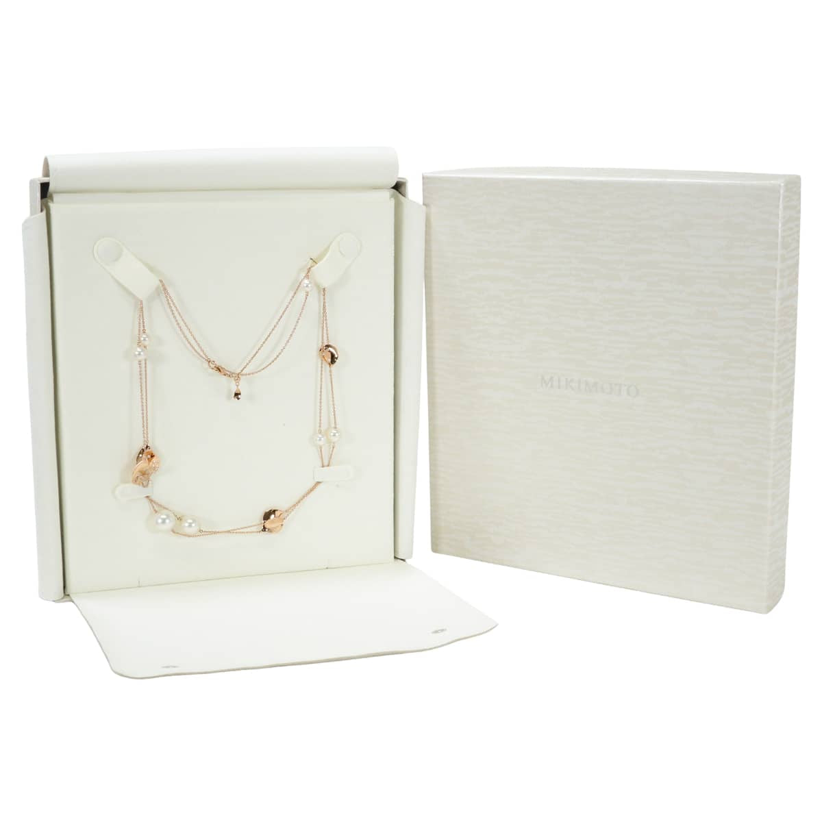 MIKIMOTO necklace Station Les Petals Places Rose VendomePink gold K18PG/Pearl(Akoya Pearl)/Diamond PP-205321[EXCELLENT][Authentic]