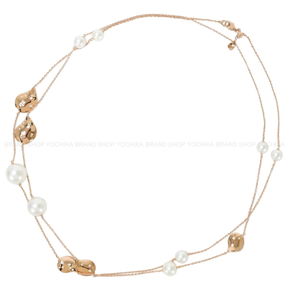 MIKIMOTO necklace Station Les Petals Places Rose VendomePink gold K18PG/Pearl(Akoya Pearl)/Diamond PP-205321[EXCELLENT][Authentic]