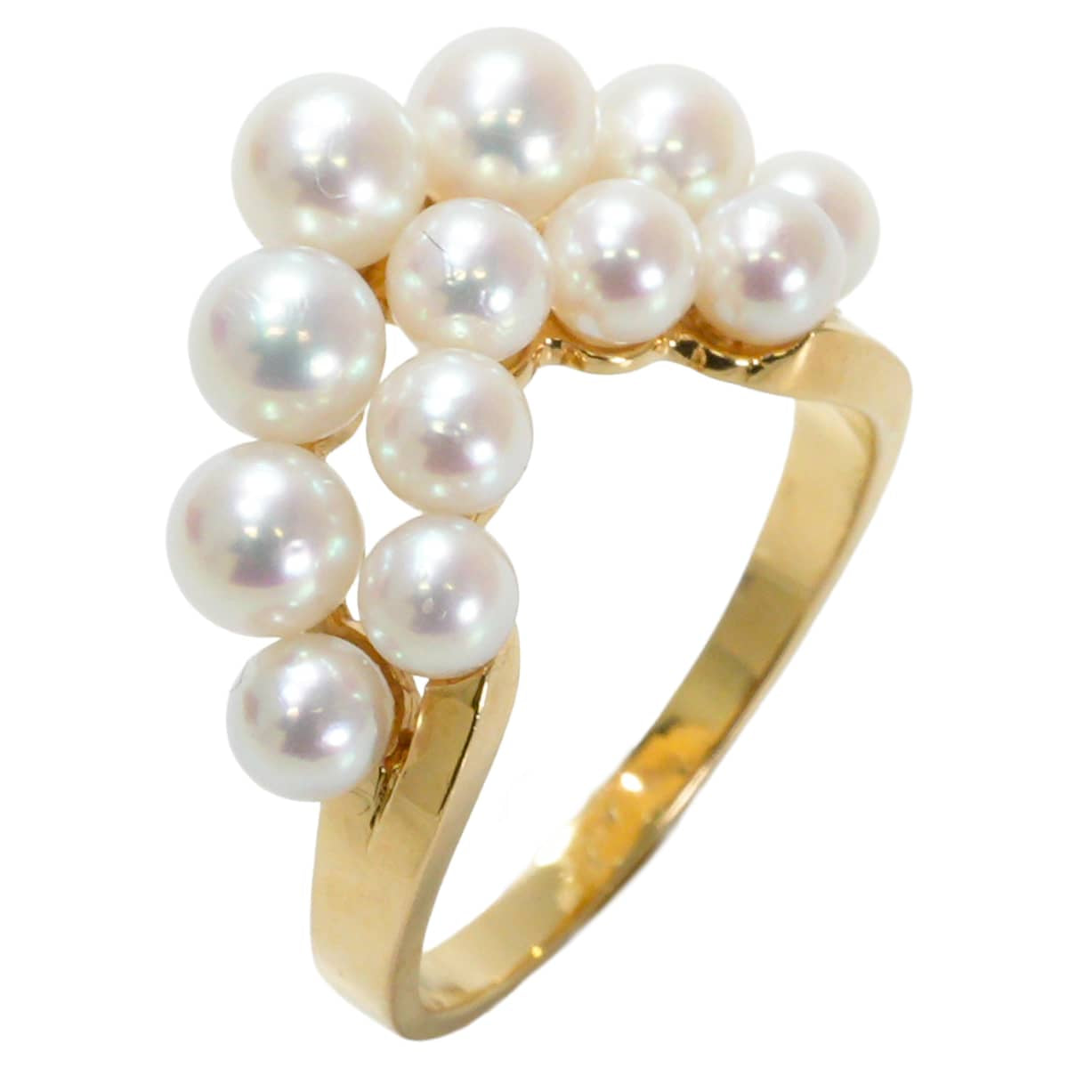 [Pre-loved] MIKIMOTO ring V-shaped baby pearls Blanc (White) K18/Pearl(Akoya Pearl) #52[LIKE NEW][Authentic]