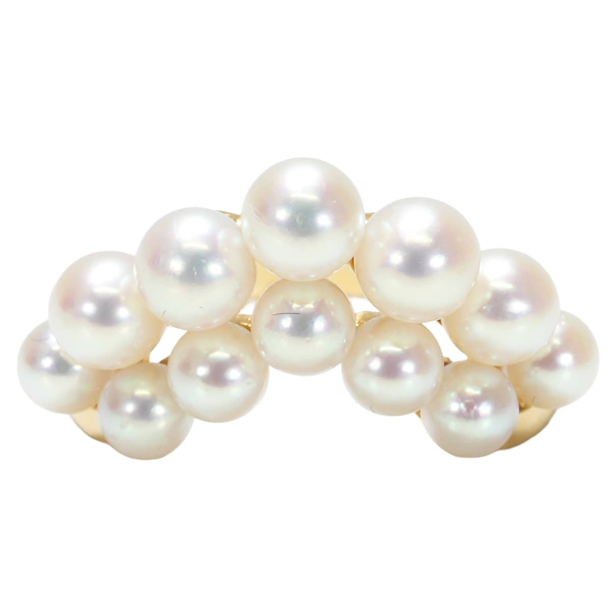 [Pre-loved] MIKIMOTO ring V-shaped baby pearls Blanc (White) K18/Pearl(Akoya Pearl) #52[LIKE NEW][Authentic]