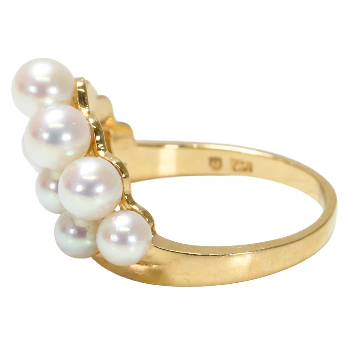 [Pre-loved] MIKIMOTO ring V-shaped baby pearls Blanc (White) K18/Pearl(Akoya Pearl) #52[LIKE NEW][Authentic]