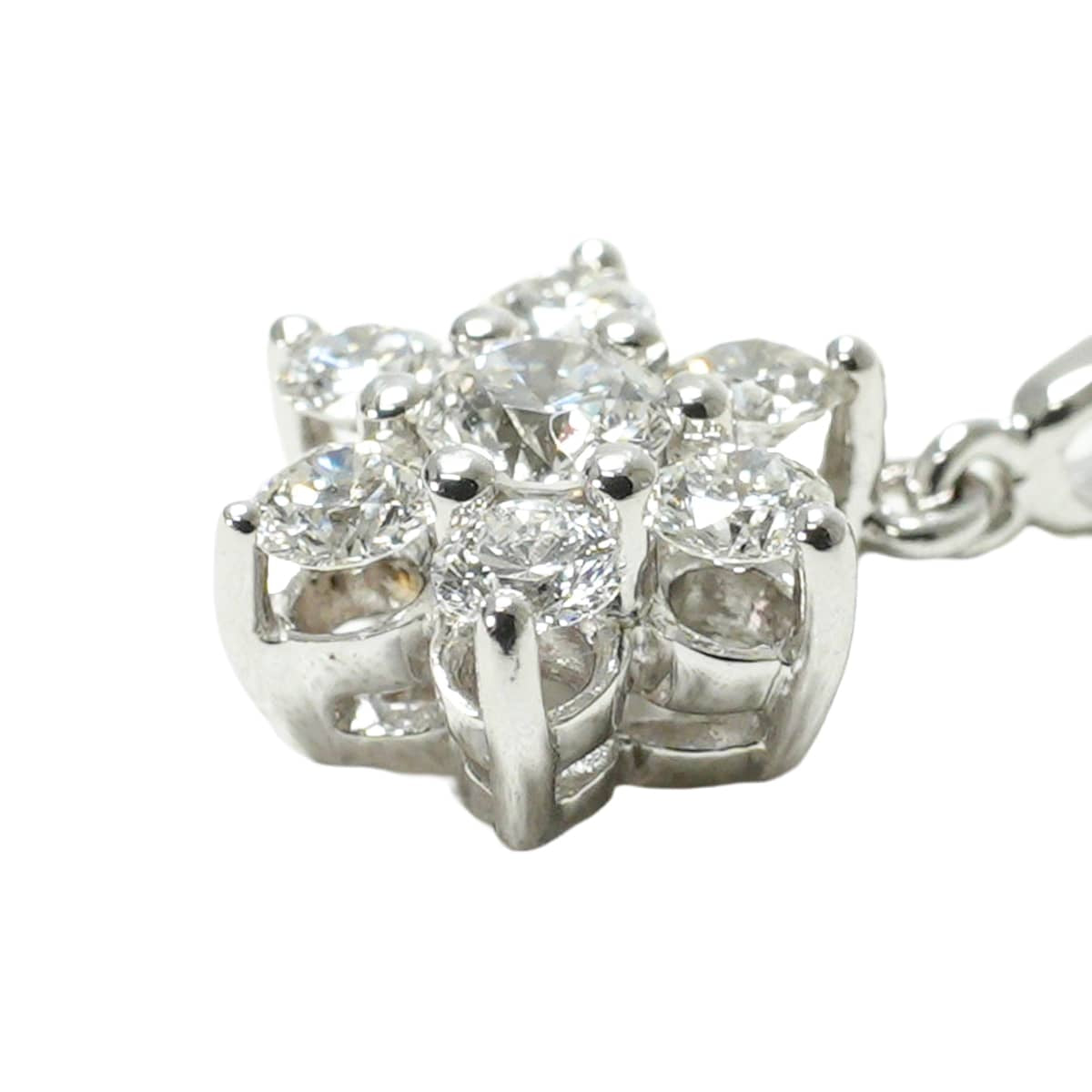 [Pre-loved] MIKIMOTO necklace Pendant Flower Silver K18WG/Diamond[LIKE NEW][Authentic]