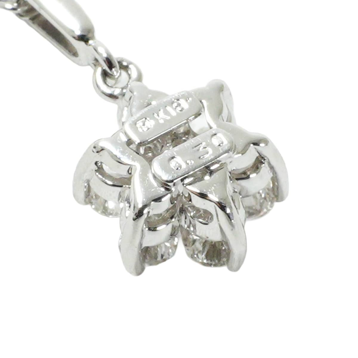 [Pre-loved] MIKIMOTO necklace Pendant Flower Silver K18WG/Diamond[LIKE NEW][Authentic]