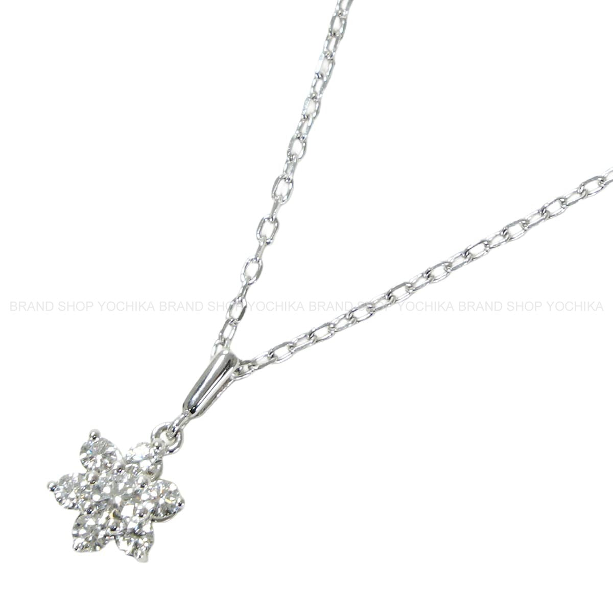 [Pre-loved] MIKIMOTO necklace Pendant Flower Silver K18WG/Diamond[LIKE NEW][Authentic]