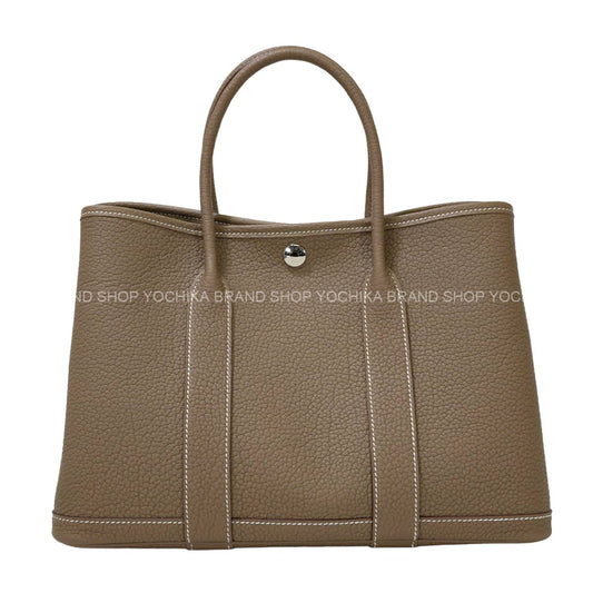 HERMES tote bag Garden Party 30 TPM All Leather Etoupe Veau Negonda Silver HW Stamp G[BRAND NEW][Authentic]