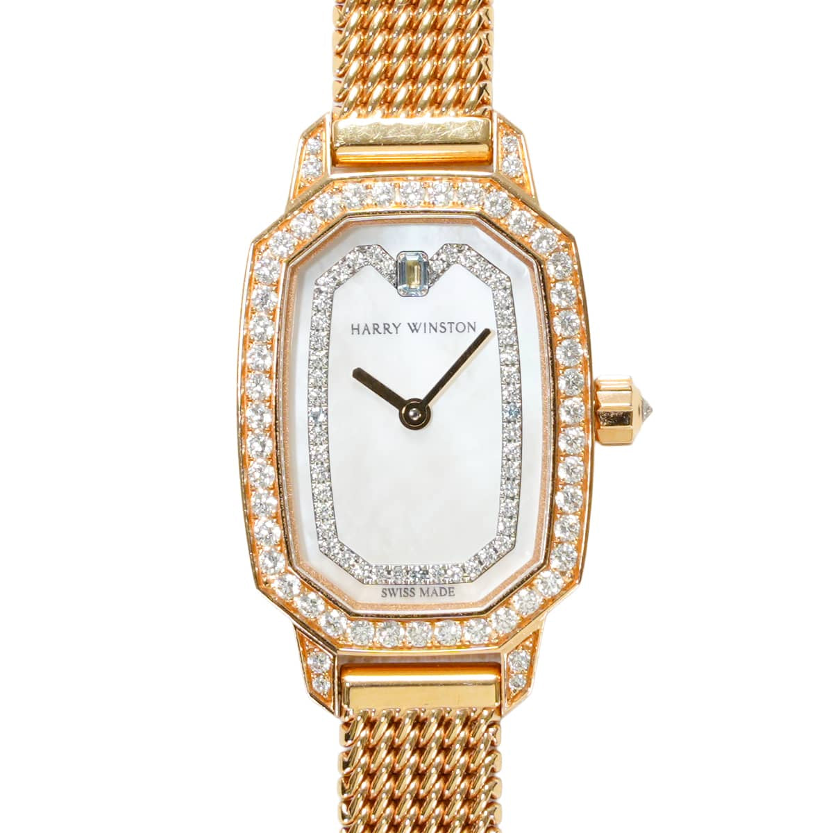 [Pre-loved] HARRY WINSTON Watches Ladies' HW Emerald White Ciel Diamond Bezel K18PG/Diamond/Blue Aquamarine EMEQHM18RR005[LIKE NEW][Authentic]