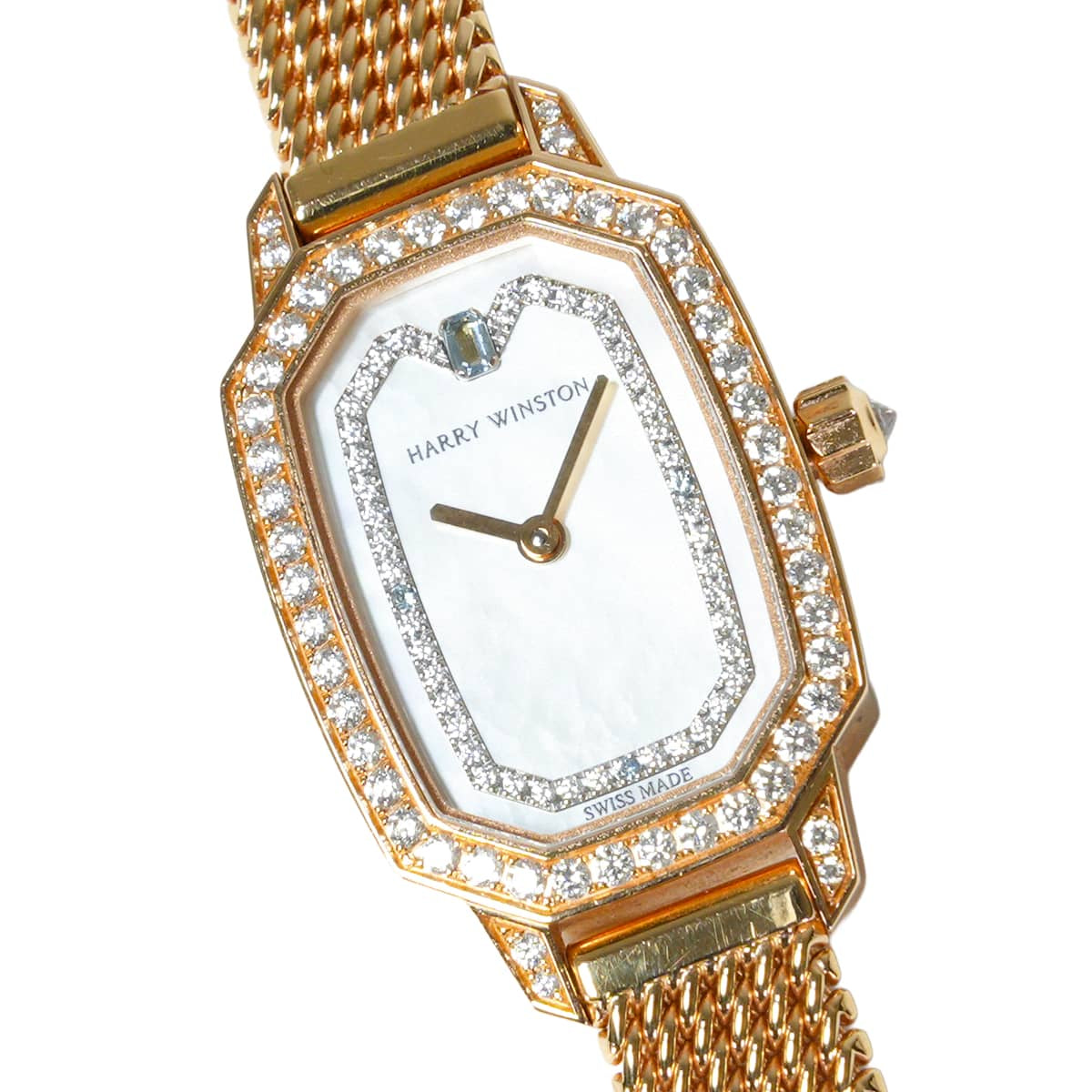 [Pre-loved] HARRY WINSTON Watches Ladies' HW Emerald White Ciel Diamond Bezel K18PG/Diamond/Blue Aquamarine EMEQHM18RR005[LIKE NEW][Authentic]