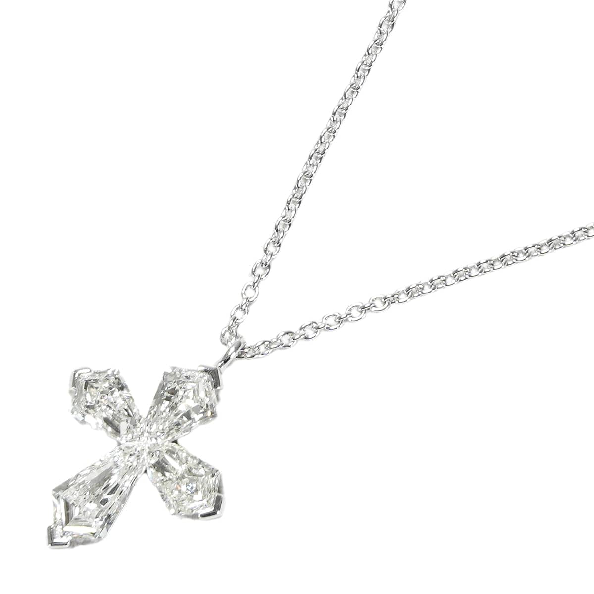 GRAFF necklace Trapezoid Cross Silver K18 Pt950/Diamond[EXCELLENT][Authentic]