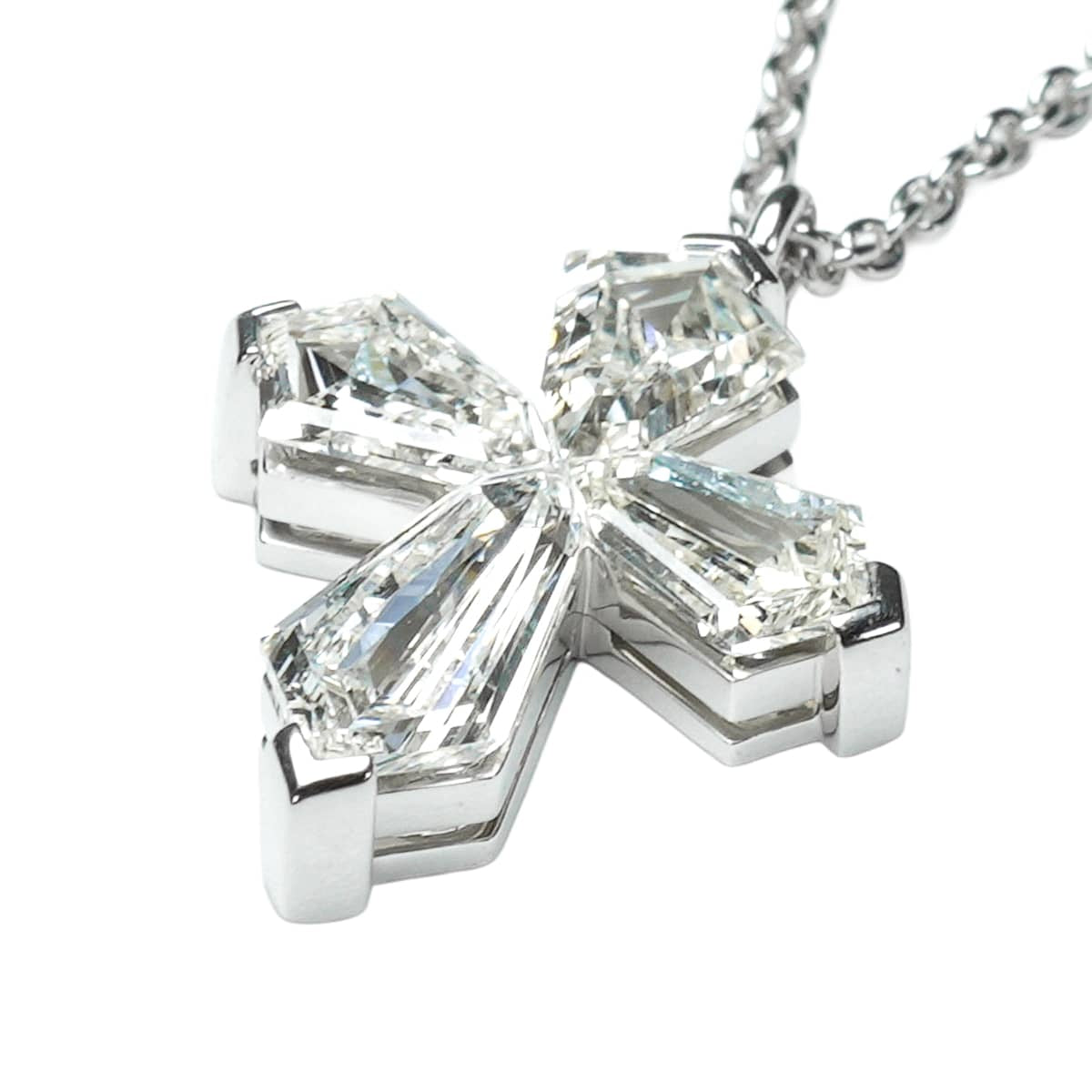 GRAFF necklace Trapezoid Cross Silver K18 Pt950/Diamond[EXCELLENT][Authentic]