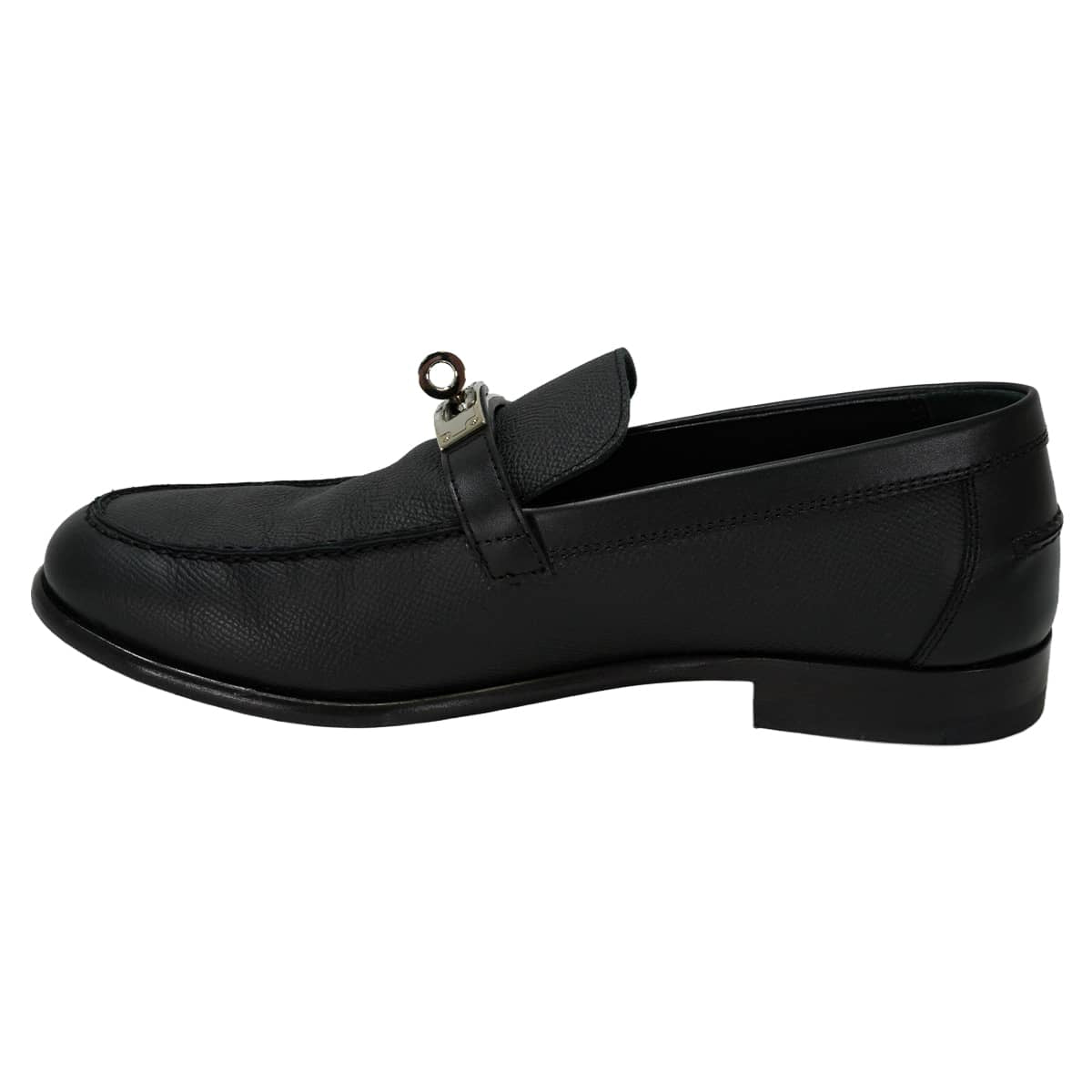 [Pre-loved] 2022AW HERMES loafers Moccasin Destin Noir (Black) Veau Epsom calf #37 Silver HW[LIKE NEW][Authentic]