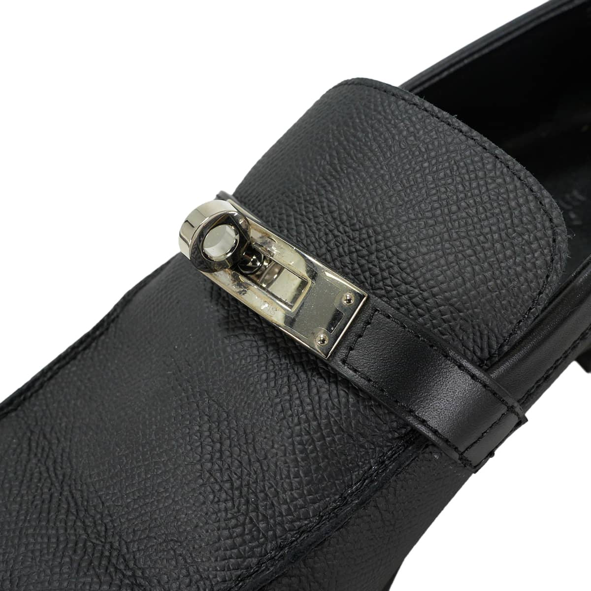 [Pre-loved] 2022AW HERMES loafers Moccasin Destin Noir (Black) Veau Epsom calf #37 Silver HW[LIKE NEW][Authentic]