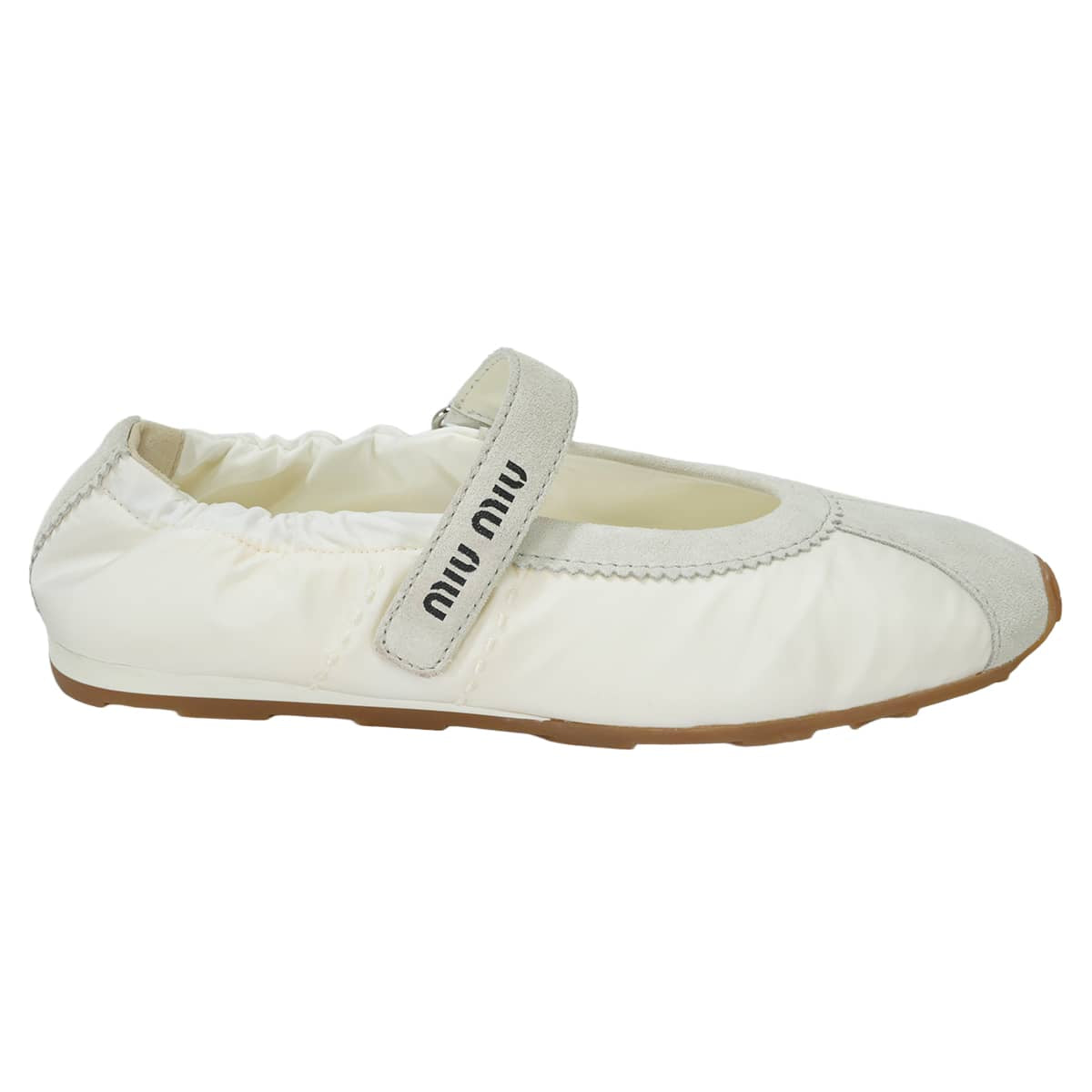 Miu Miu ballet shoes(flat shoes) Plume Ballerina Blanc (White) Technical fabric/suede #37 5F370E_D7C_F0009_F-D005[EXCELLENT][Authentic]