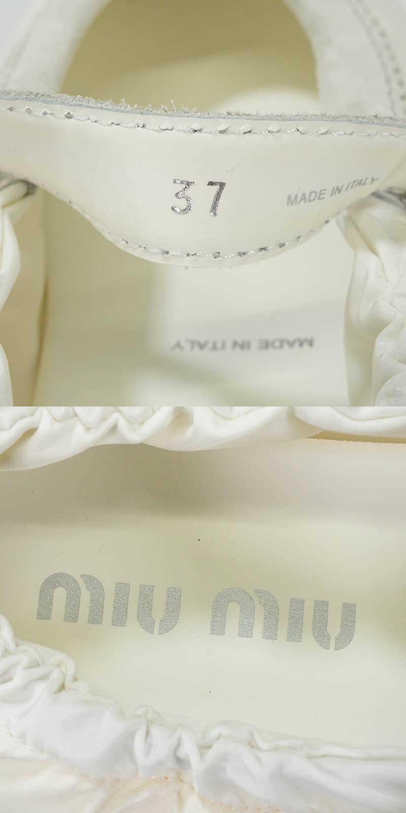 Miu Miu ballet shoes(flat shoes) Plume Ballerina Blanc (White) Technical fabric/suede #37 5F370E_D7C_F0009_F-D005[EXCELLENT][Authentic]