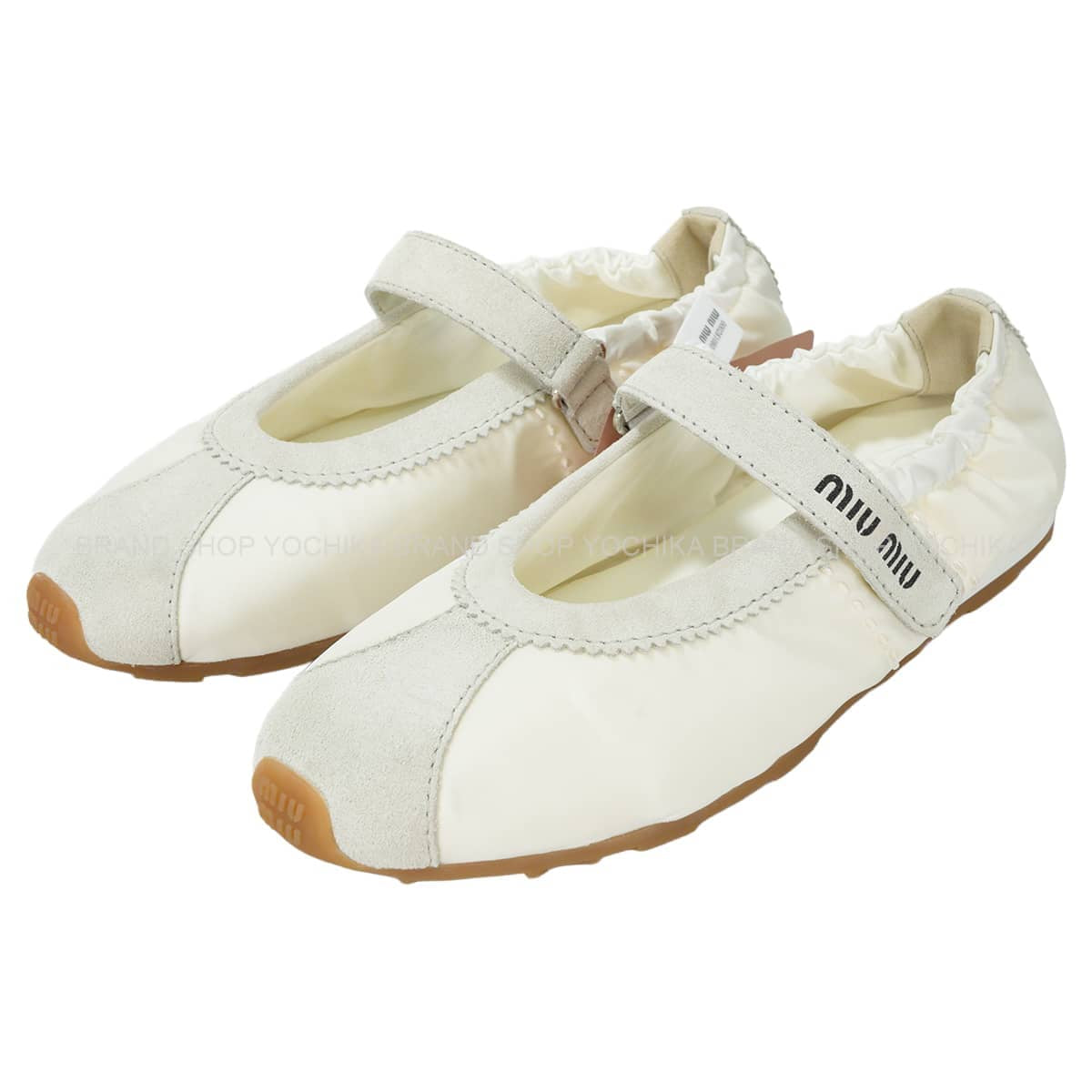 Miu Miu ballet shoes(flat shoes) Plume Ballerina Blanc (White) Technical fabric/suede #37 5F370E_D7C_F0009_F-D005[EXCELLENT][Authentic]