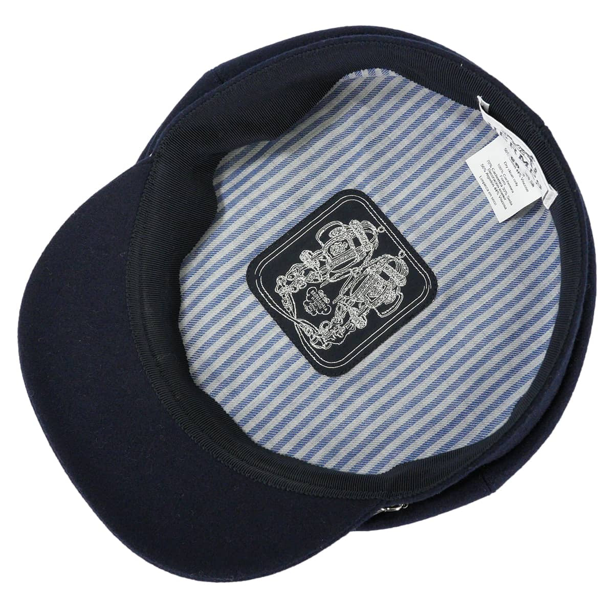 HERMES Casquette BELLE-ILE Chaine d'Ancre #59 Marine Cashmere/Silk/Reyon Silver HW[EXCELLENT][Authentic]
