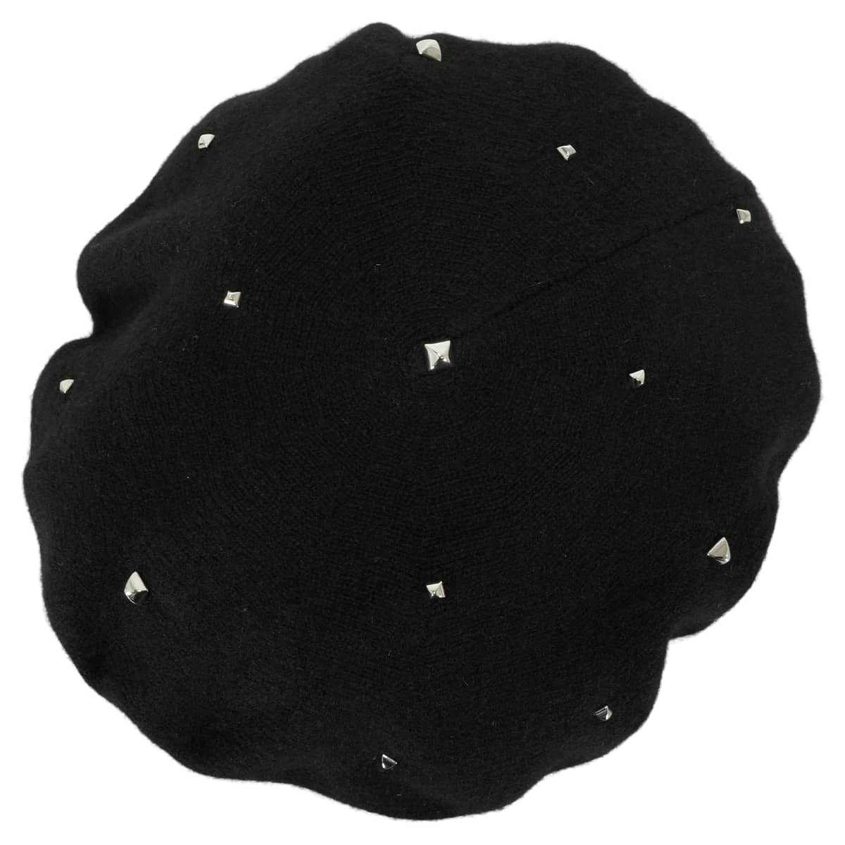 HERMES beret Darling Medor Studs #L Noir (Black) Cashmere polyamide Silver HW 212035N02[EXCELLENT][Authentic]