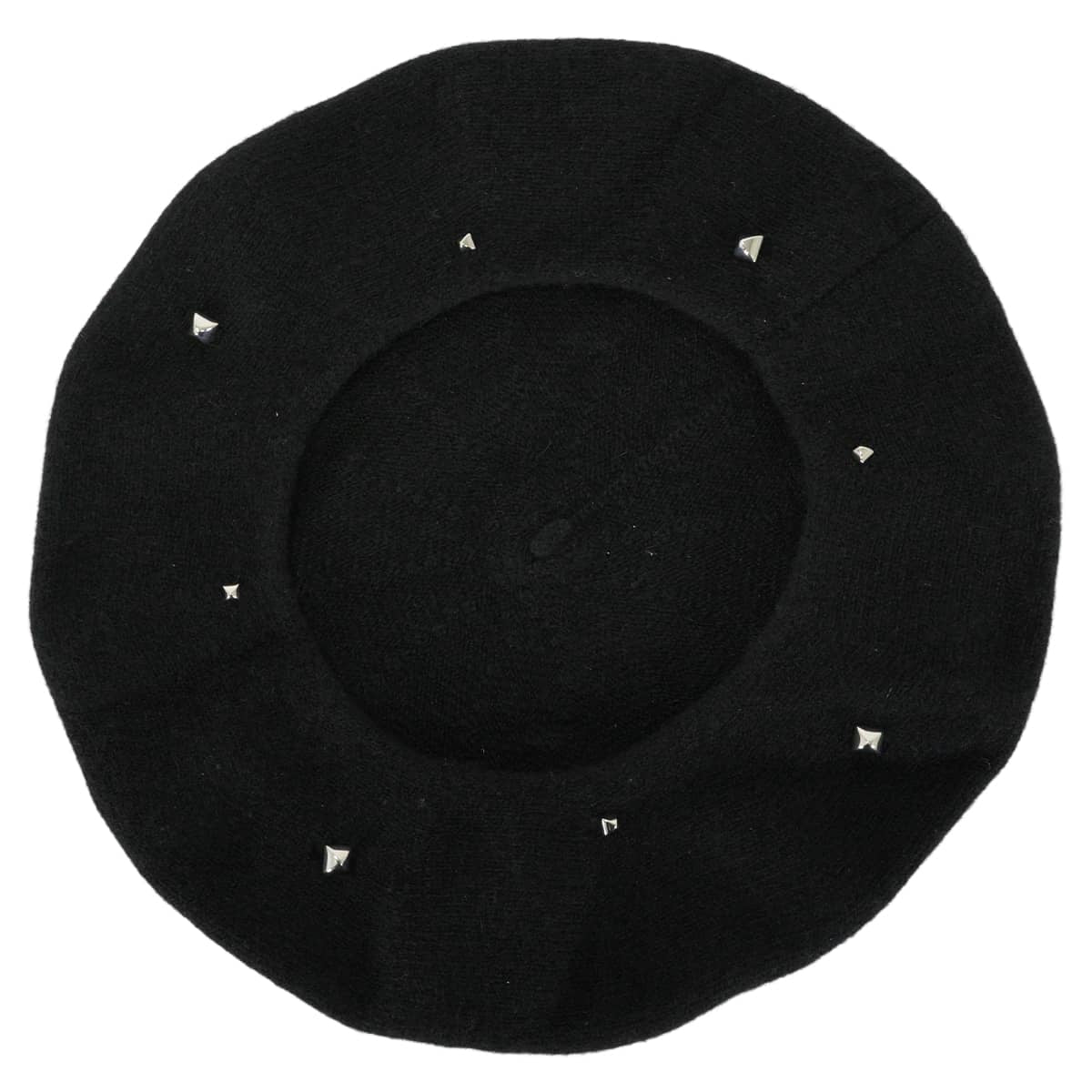 HERMES beret Darling Medor Studs #L Noir (Black) Cashmere polyamide Silver HW 212035N02[EXCELLENT][Authentic]