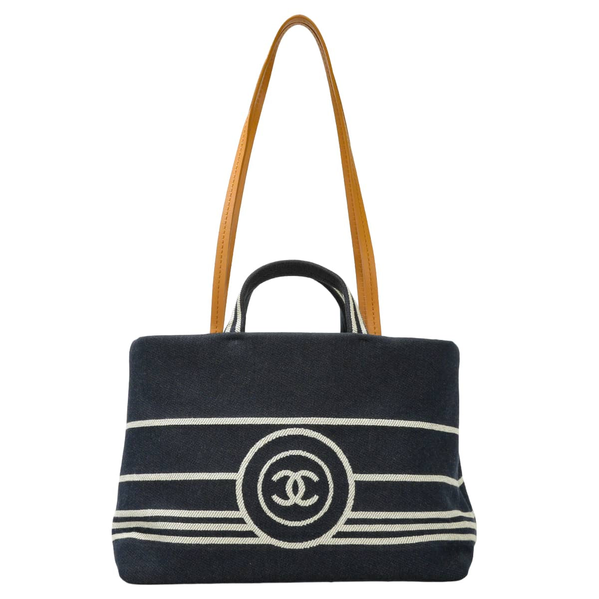 [Pre-loved] CHANEL tote bag Shopping Tote S COCO Mark 2-wayIndigo/White Denim leather Silver HW A92240[LIKE NEW][Authentic]