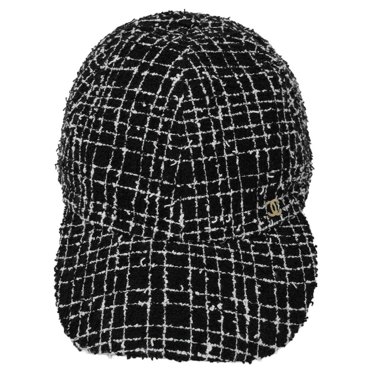 2023AW CHANEL cap Hat base tweed COCO Mark #55 Noir (Black)/Blanc (White) Cotton polyamide AA9468[EXCELLENT][Authentic]