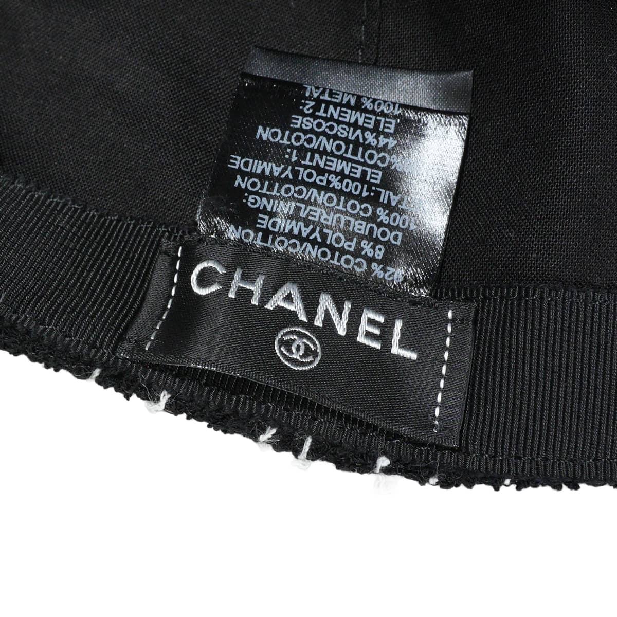 2023AW CHANEL cap Hat base tweed COCO Mark #55 Noir (Black)/Blanc (White) Cotton polyamide AA9468[EXCELLENT][Authentic]