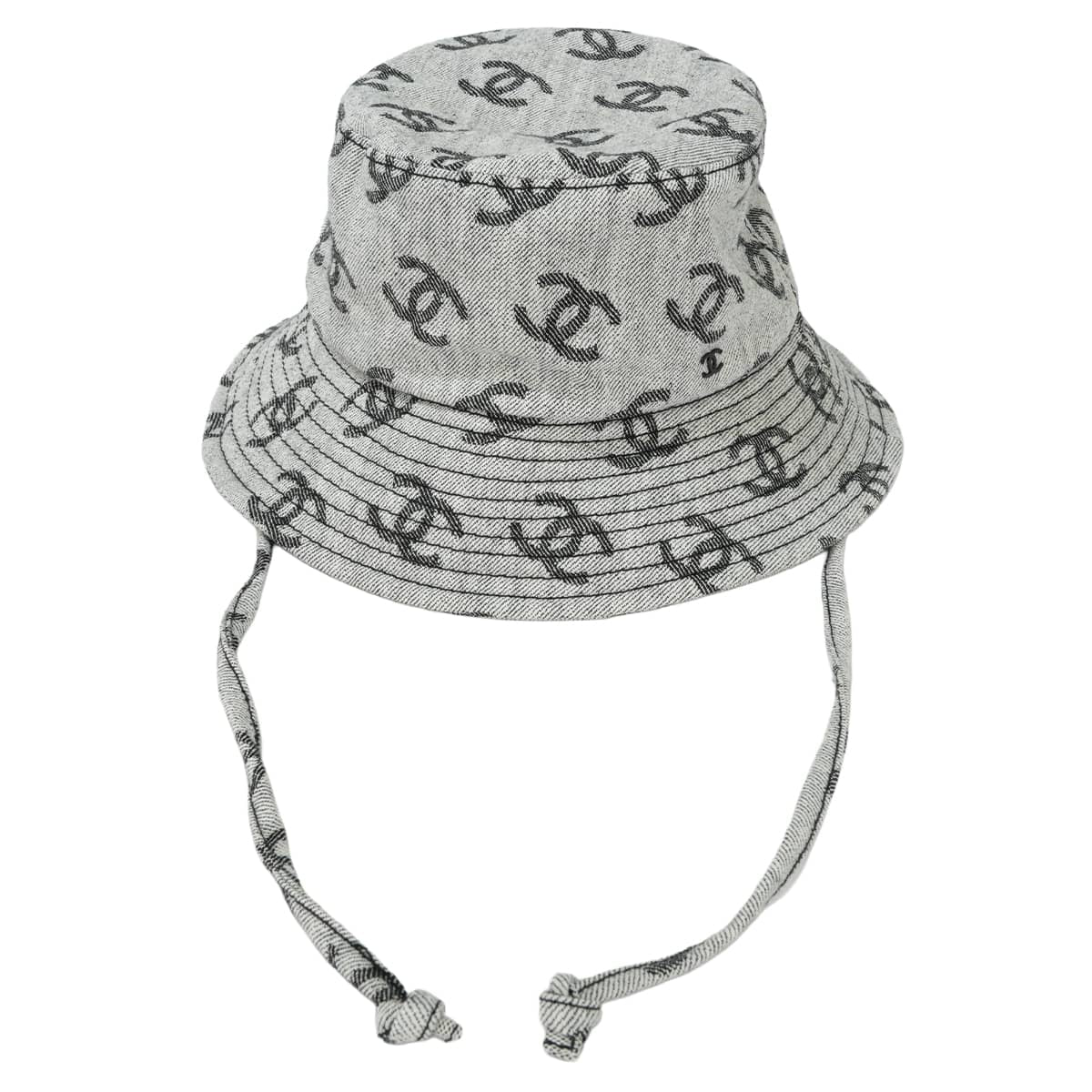 2022SS CHANEL hat Bucket hat logo denim fabric COCO Mark drawstring #M Grey Cotton AA8274[EXCELLENT][Authentic]
