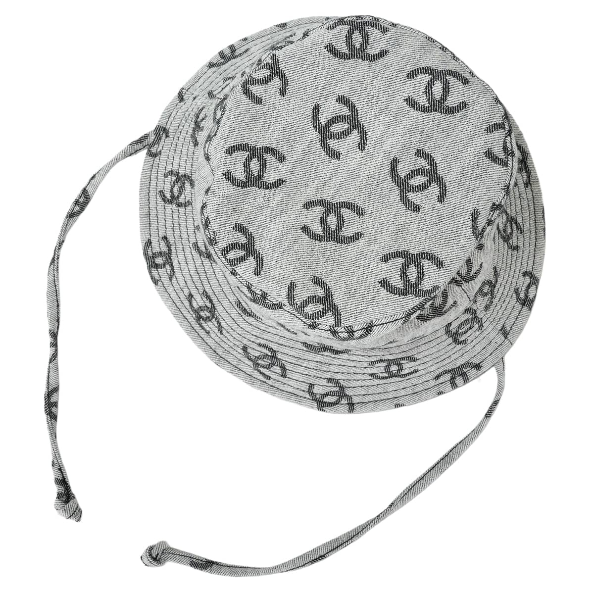 2022SS CHANEL hat Bucket hat logo denim fabric COCO Mark drawstring #M Grey Cotton AA8274[EXCELLENT][Authentic]