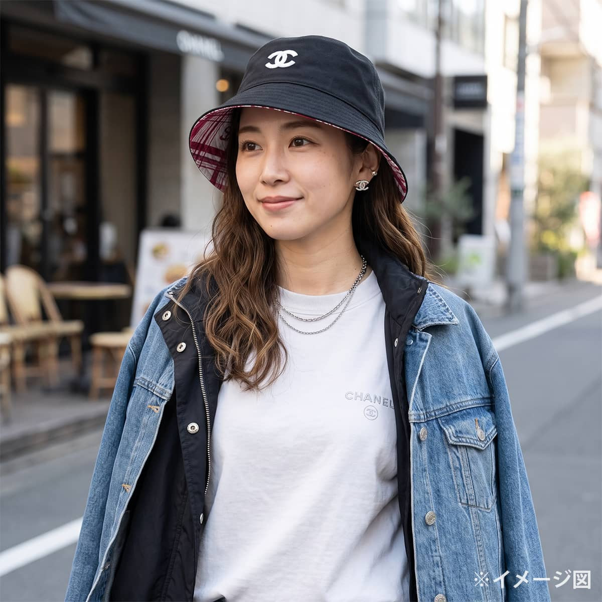 2023SS CHANEL hat Bucket hat beads COCO Mark #L Noir (Black)/Pink Cotton AA8956[EXCELLENT][Authentic]
