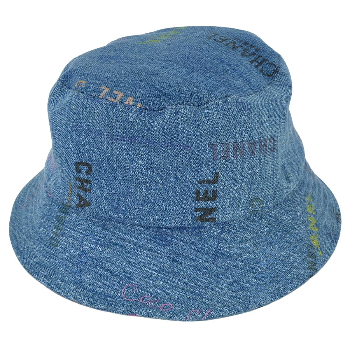 2022SS CHANEL hat Bucket hat denim crusher logo #L Blue/Multicolor Cotton AA8086[EXCELLENT][Authentic]